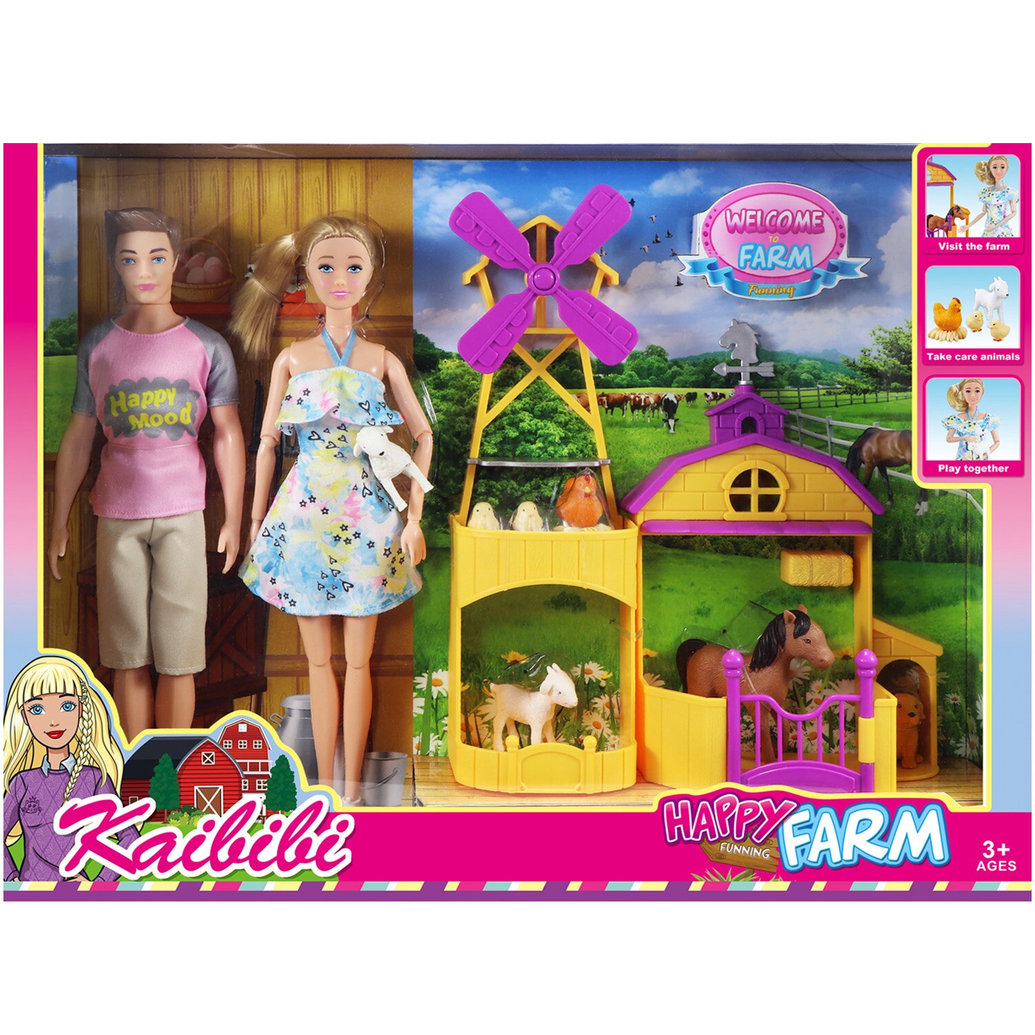 Set papusi Mappy 29 cm, Family Happy Farm