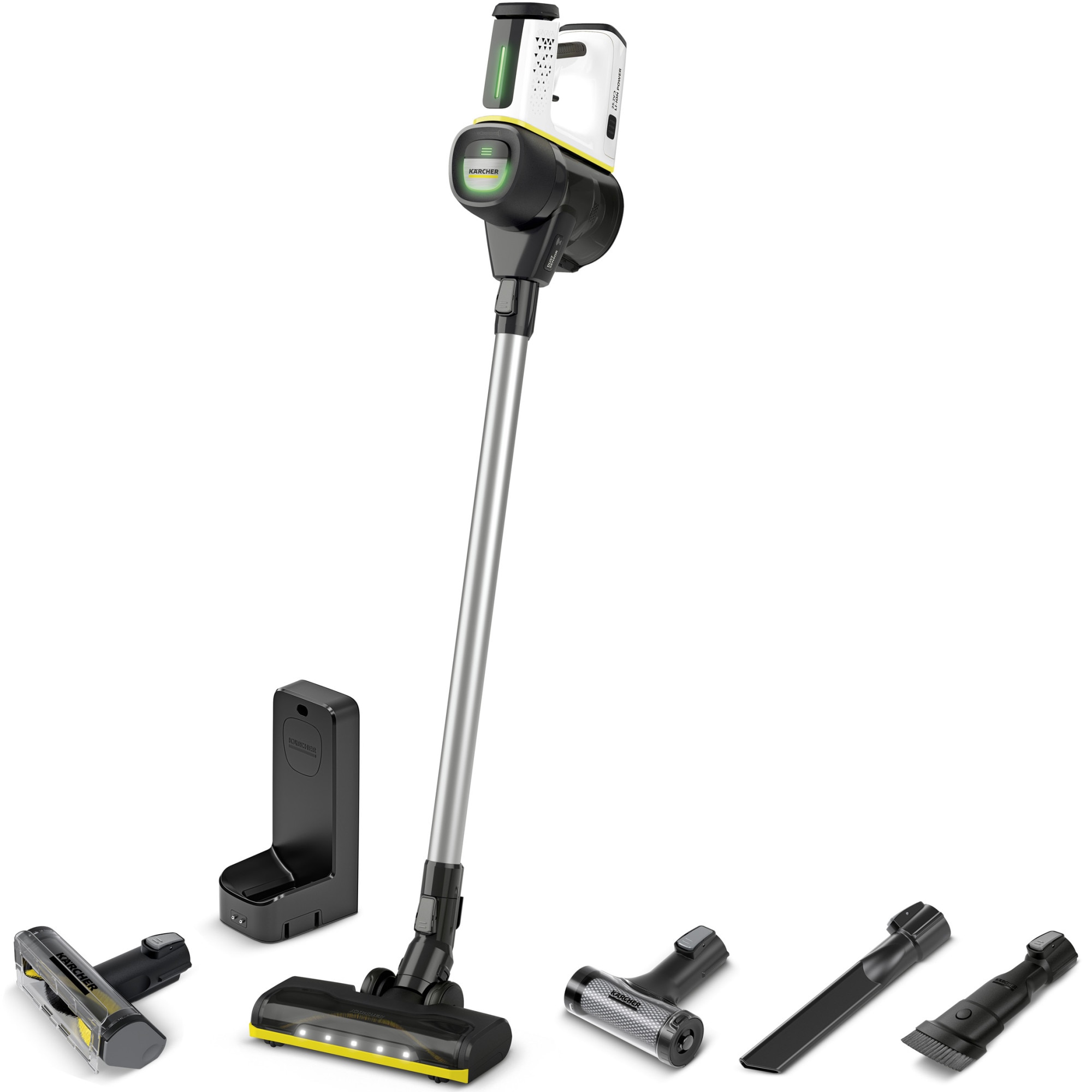 Aspirator vertical Karcher VC 7 cordless MyHome Pet, 11987130, 350 W, 2 trepte de viteza, 25,2 V, 2,5 Ah, 800 ml, autonomie 60 min (max), filtru HEPA 12, functie Boost, perie turbo mini, AlbNegru
