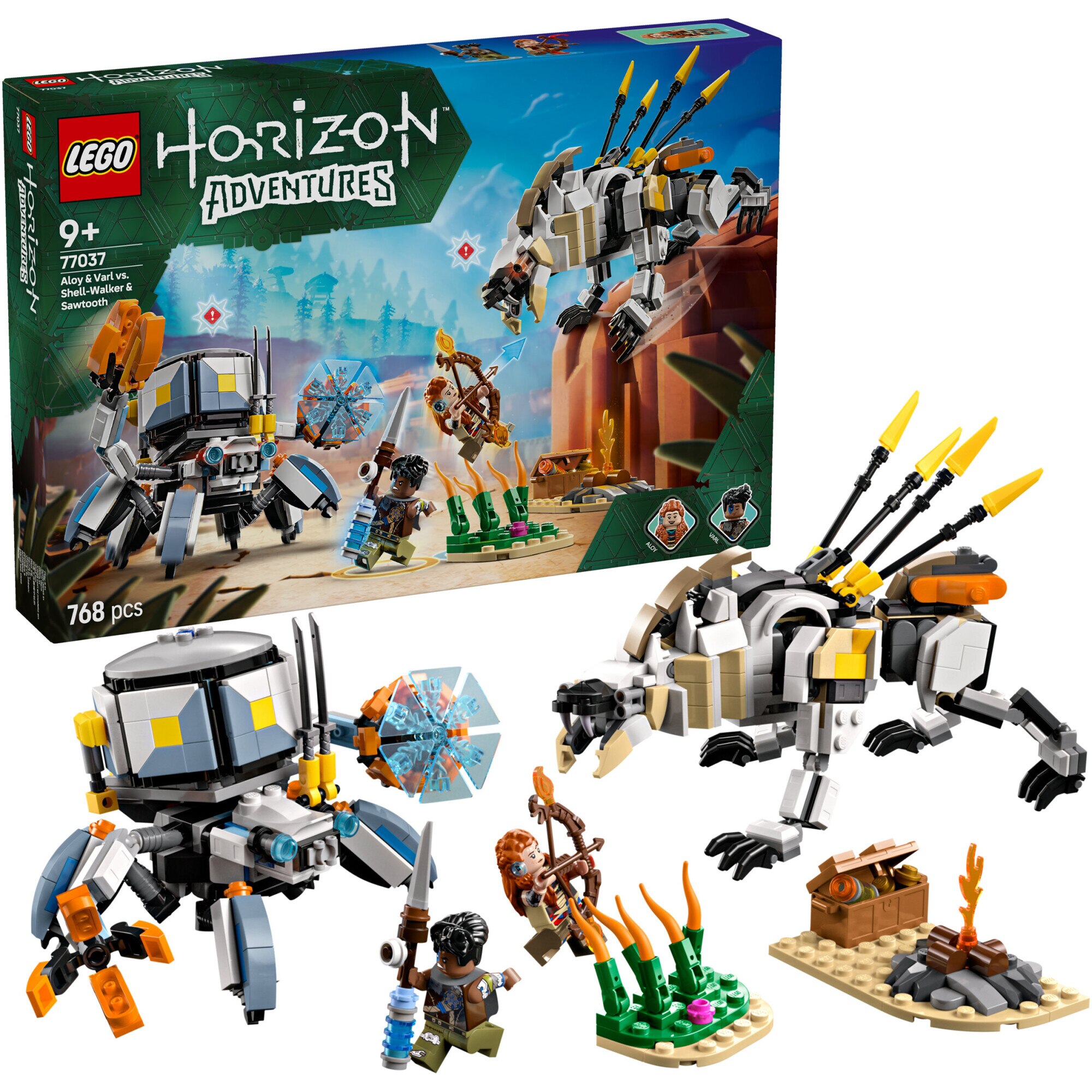 LEGO® Horizon Adventures™ - Aloy and Varl vs. Shell-Walker and Sawtooth 77037, 768 pieces
