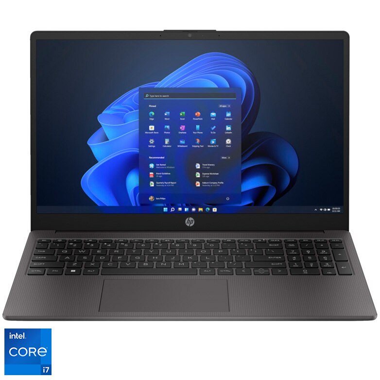 Laptop HP 250 G10 cu procesor Intel® Core™ i7-1355U pana la 5.0GHz, 15.6", Full HD, 16GB DDR4 RAM, 512GB SSD, Intel® Iris® Xᵉ Graphics, Windows 11 Pro, Dark ash silver
