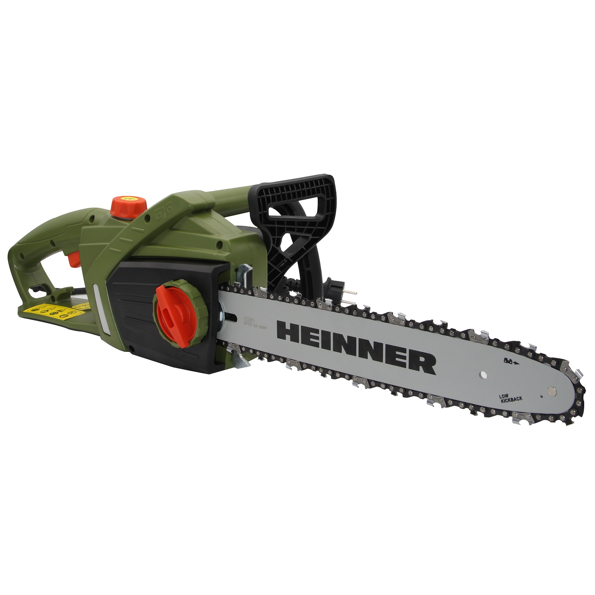 Drujba electrica (fierastrau) cu lant Heinner VDE002, 1800 W, 230 V, 35 cm lungime lama, 13.5 m/s viteza lant, 9.53 mm (3/8) pas lant