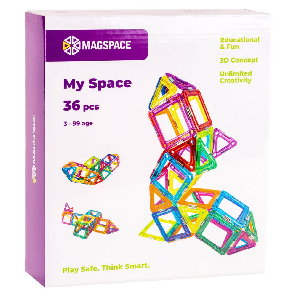 Set de constructie magnetic Magspace - My Space, 36 piese