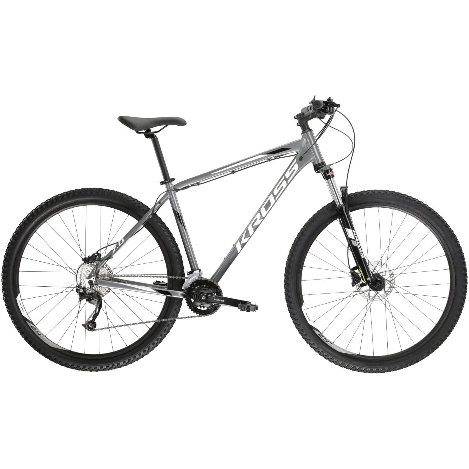 Bicicleta MTB KROSS Hexagon 70, 29 inch, marime S, grialb