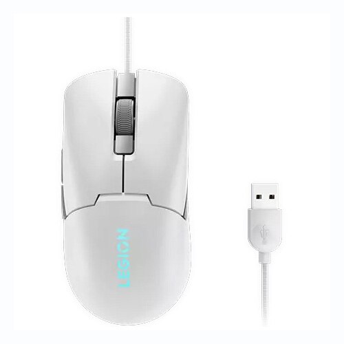 Mouse gaming Lenovo Legion M300s, Iluminare RGB, 8k DPI, Sensor Pixart, Glacier White