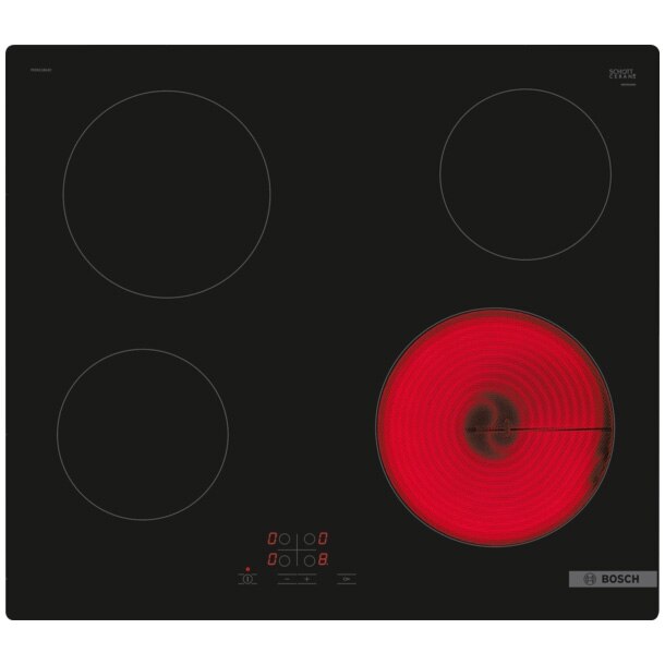 Bosch PKE611BA2E Built-in Hob, Vitroceramic, 4 cooking zones, TouchSelect, ReStart, HighSpeed, 60 cm, Black