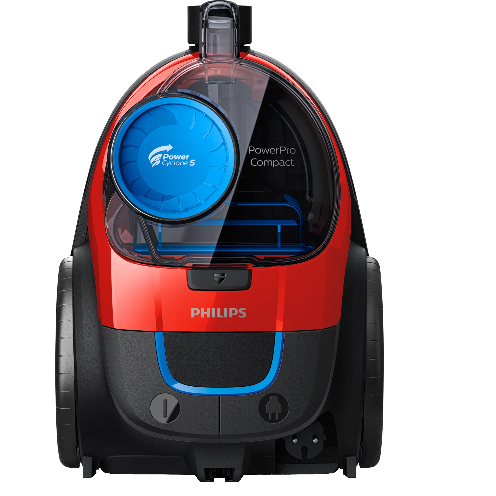 Philips PowerPro Compact FC933009, 900W, PowerCyclone 5, TriActive brushes; Bagless vacuum, Red