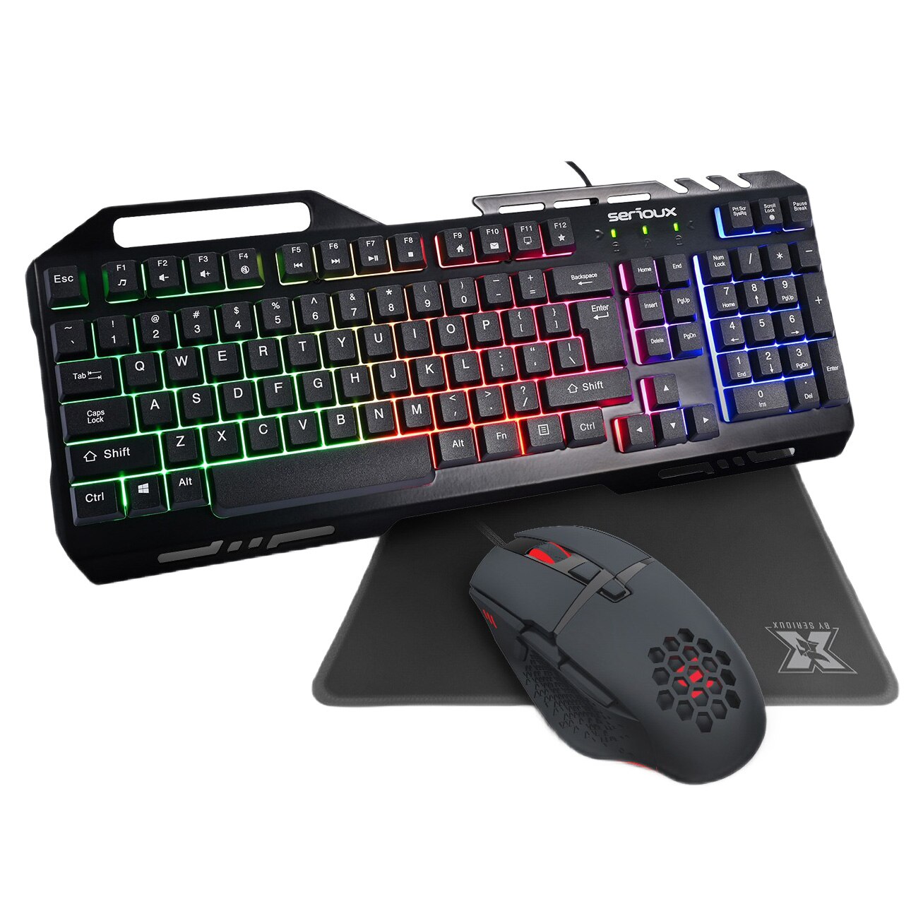 Kit Gaming Serioux Tobis 3 in 1, Tastatura, Mouse, Mousepad