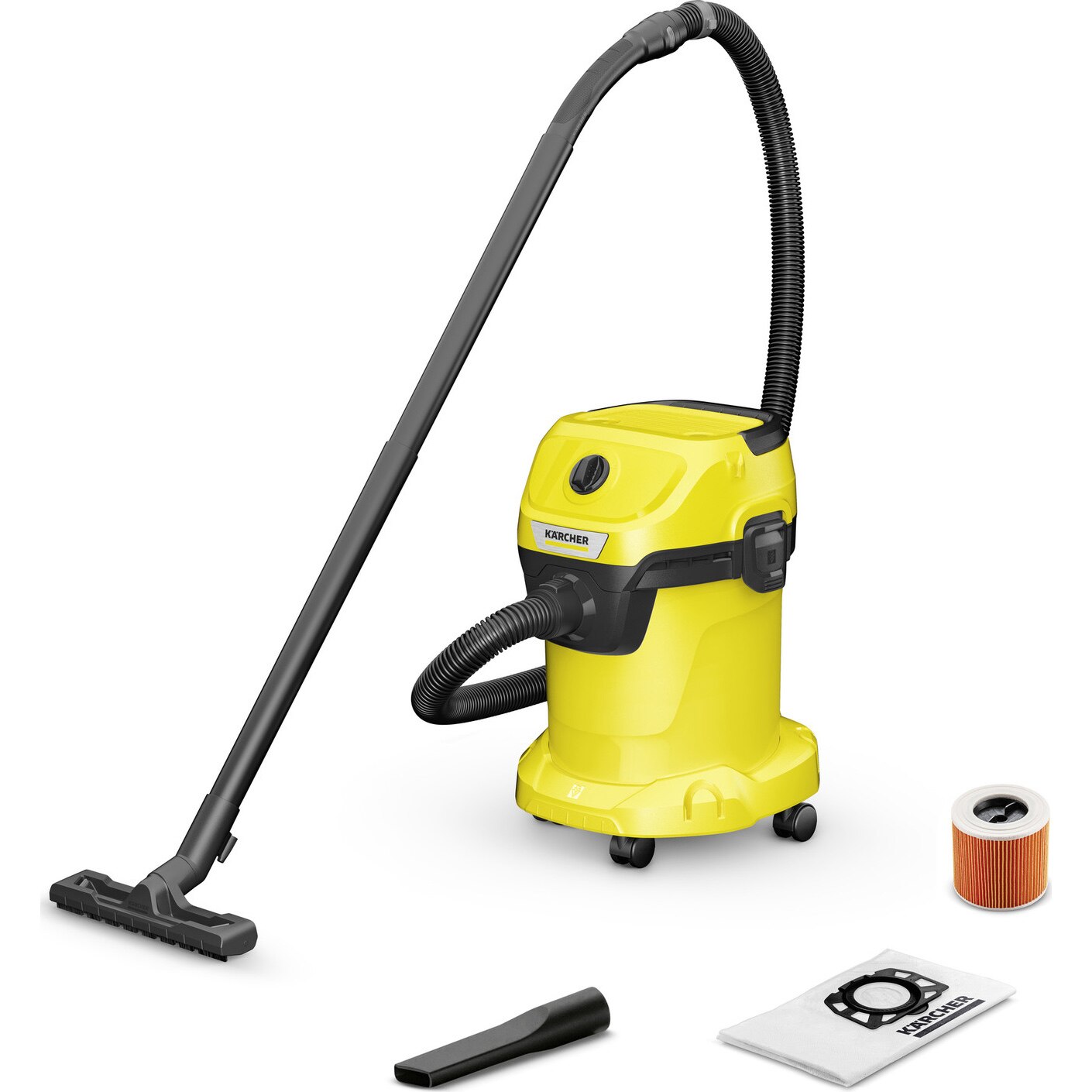 Aspirator umed-uscat Karcher WD 3 V-15/4/20, aspirare umeda si uscata, 15l, furtun 1.8m, 1000W, functie de suflare , galben/Negru