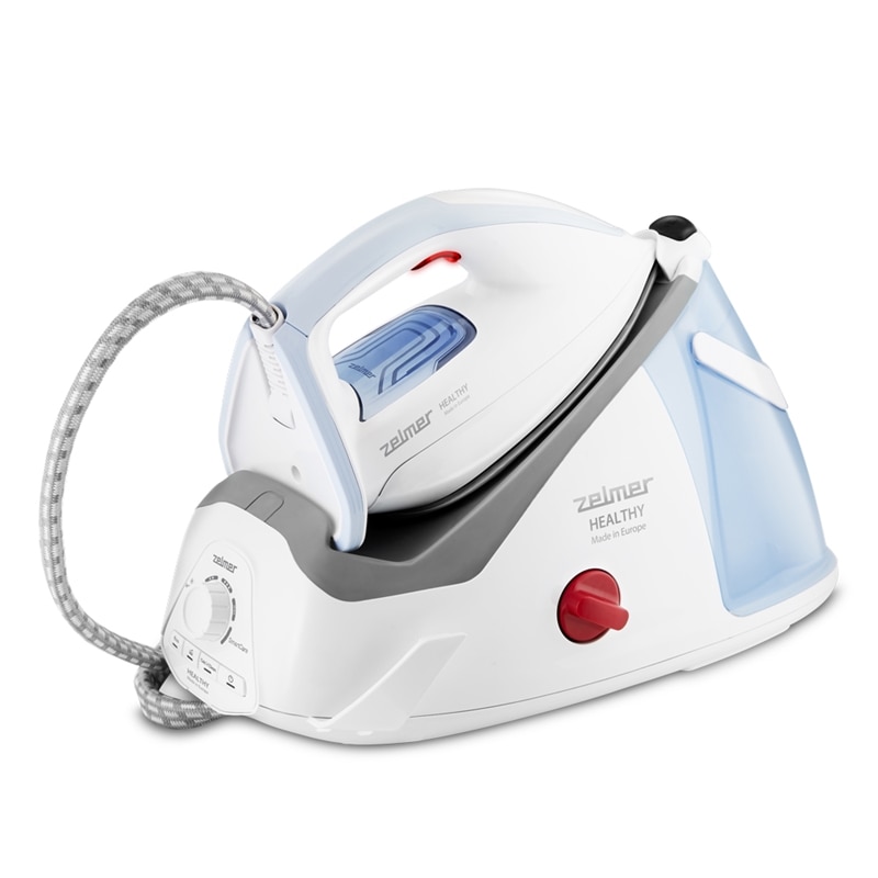 Statie de calcat Zelmer ZIS8700, 2600W, 8 bar, rezervor 1.4 l, jet abur continuu 150g/min, selectare automata a aburului si temperaturii, talpa Diamond 4D PROslide, oprire automata, antipicurare, anticalcar, calcare verticala, curatare automata, alb