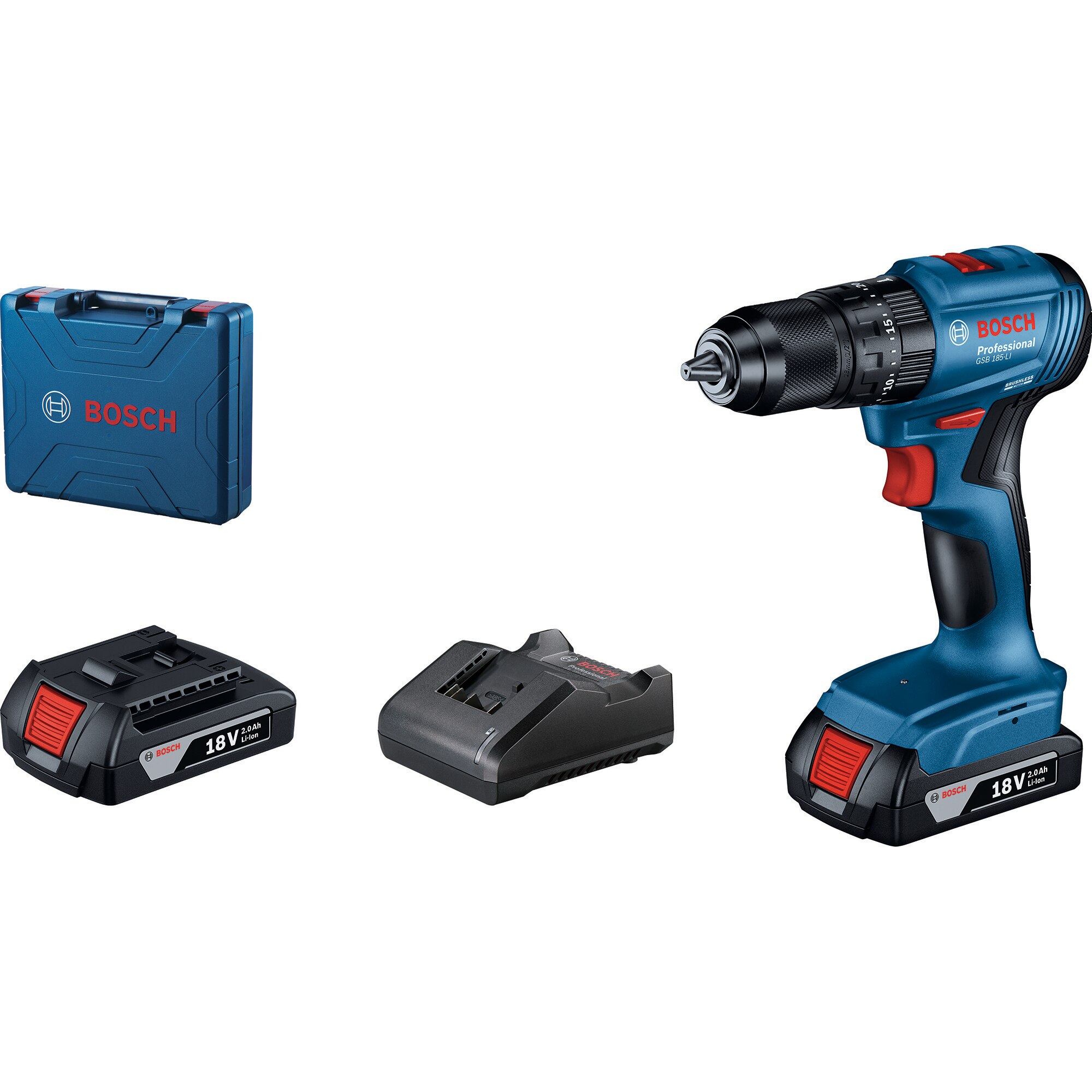 Bosch Professional 06019K3100 cordless impact drill, 18 V, 1900 RPM, 21/50 Nm, 20+2 torque settings, 35 mm maximum drilling diameter, 2 2 Ah batteries, charger, professional case