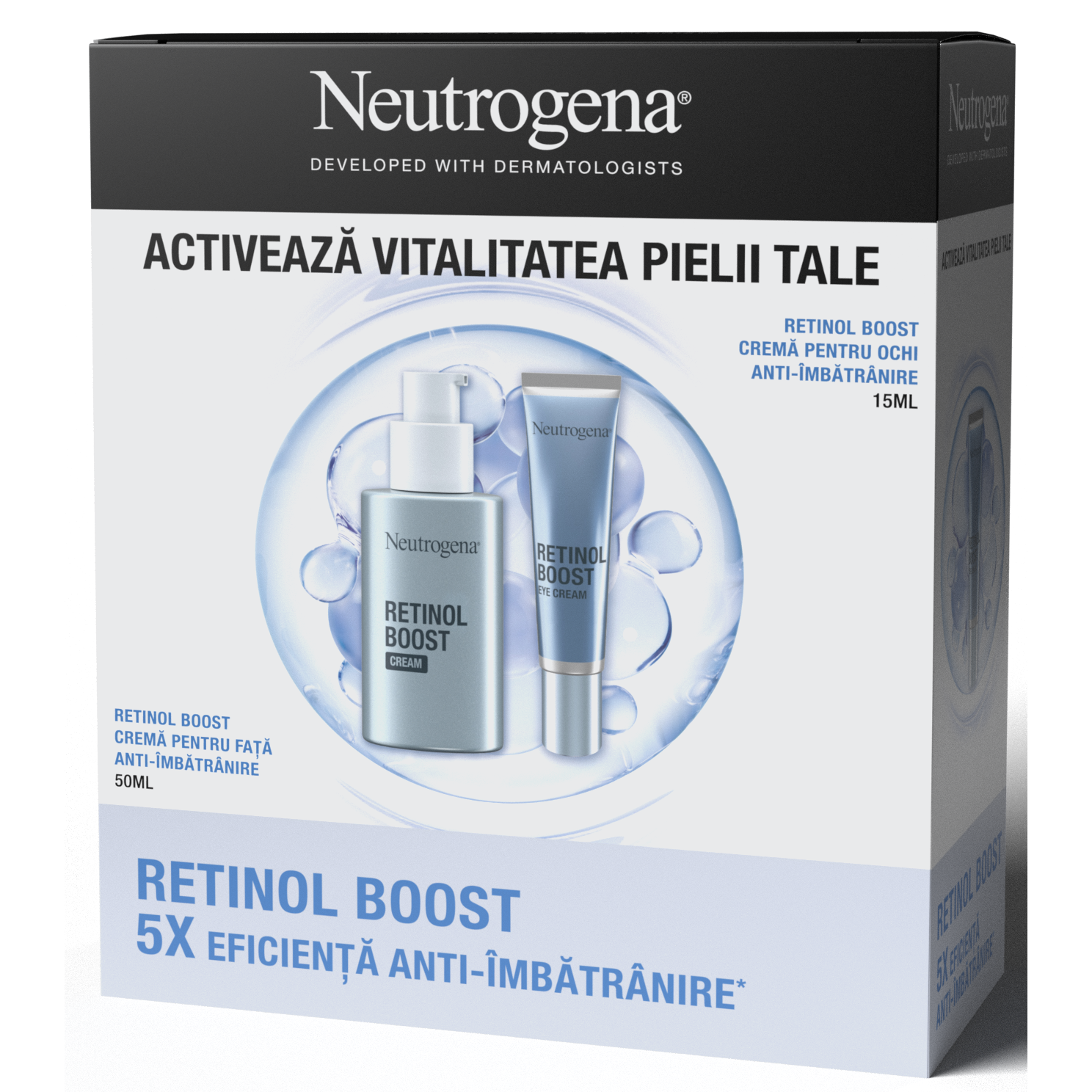 Neutrogena Retinol Boost Gift Set: Anti-Aging Face Cream, 50 ml + Anti-Aging Eye Cream, 15 ml
