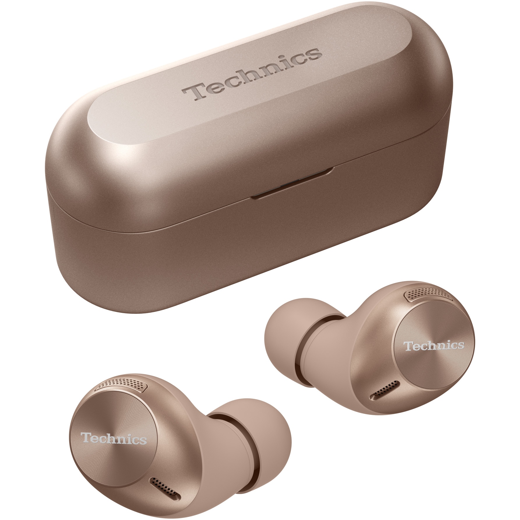 Casti In-Ear Technics EAH-AZ40M2EN, True Wireless, Hybrid Noise Cancelling, Multipoint, Alexa built-in, Autonomie 24 ore, Roz Auriu