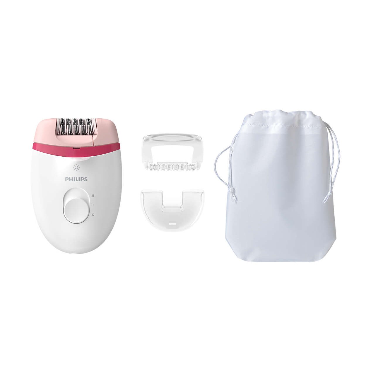 Philips Satinelle BRE25500 Epilator: 2 speeds, Optilight, washable head, 3 accessories, White