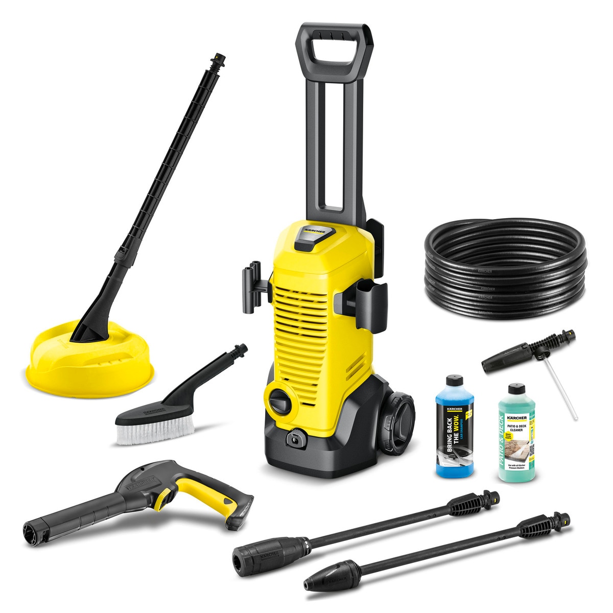 Karcher K 3 Car &amp; Home pressure washer, 1600 W, 120 bar maximum pressure, 380 l/h maximum flow rate, G120 Q high-pressure gun, Home Kit accessory for cleaning large surfaces T 1, 6 m pressure hose, Patio &amp; Deck detergent 0.5 l,