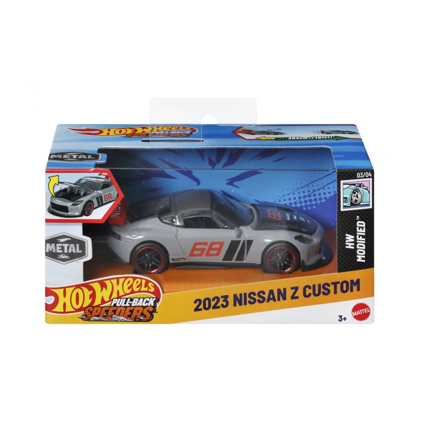 Masinuta Hot Wheels Pull Back - 2023 Nissan Z Custom, 1:43