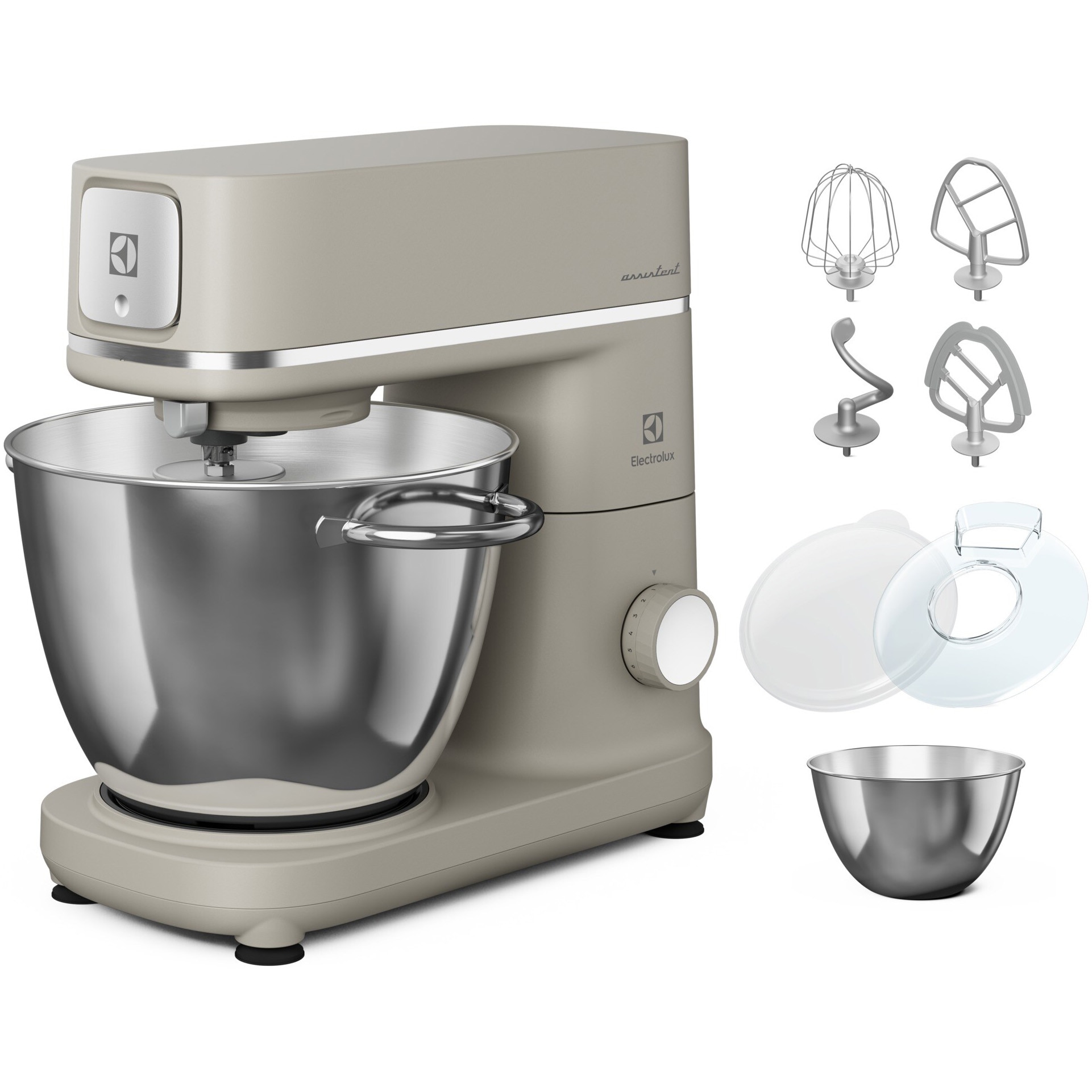 Electrolux E6KM1-4PPT food processor, 1200 W, full metal body, 10 speeds + Pulse, 2 x stainless steel bowl (6 liters + 4 liters), LED bowl light, PerfectRiseLid™ lid for dough rising, platinum pearl