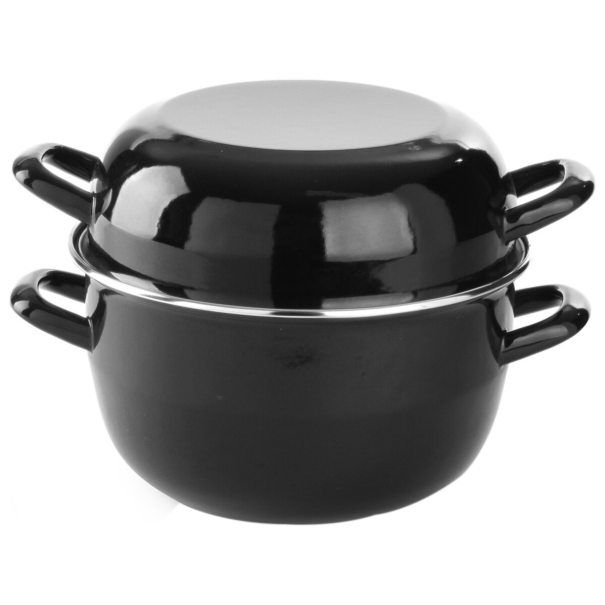 Oala Hendi, pentru sos, cu capac, emailata, cu margini otel inoxidabil, 0,8 l, ø12,5x9/14,5 cm