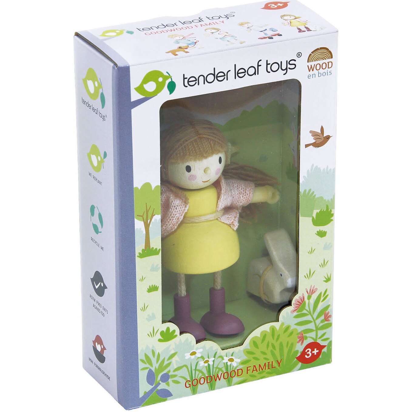 Set figurine din lemn Tender Leaf Toys - Amy si iepurasul, 12 cm