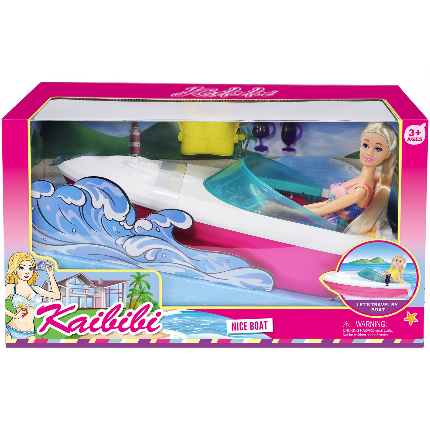 Set papusa Mappy 29 cm, cu salupa