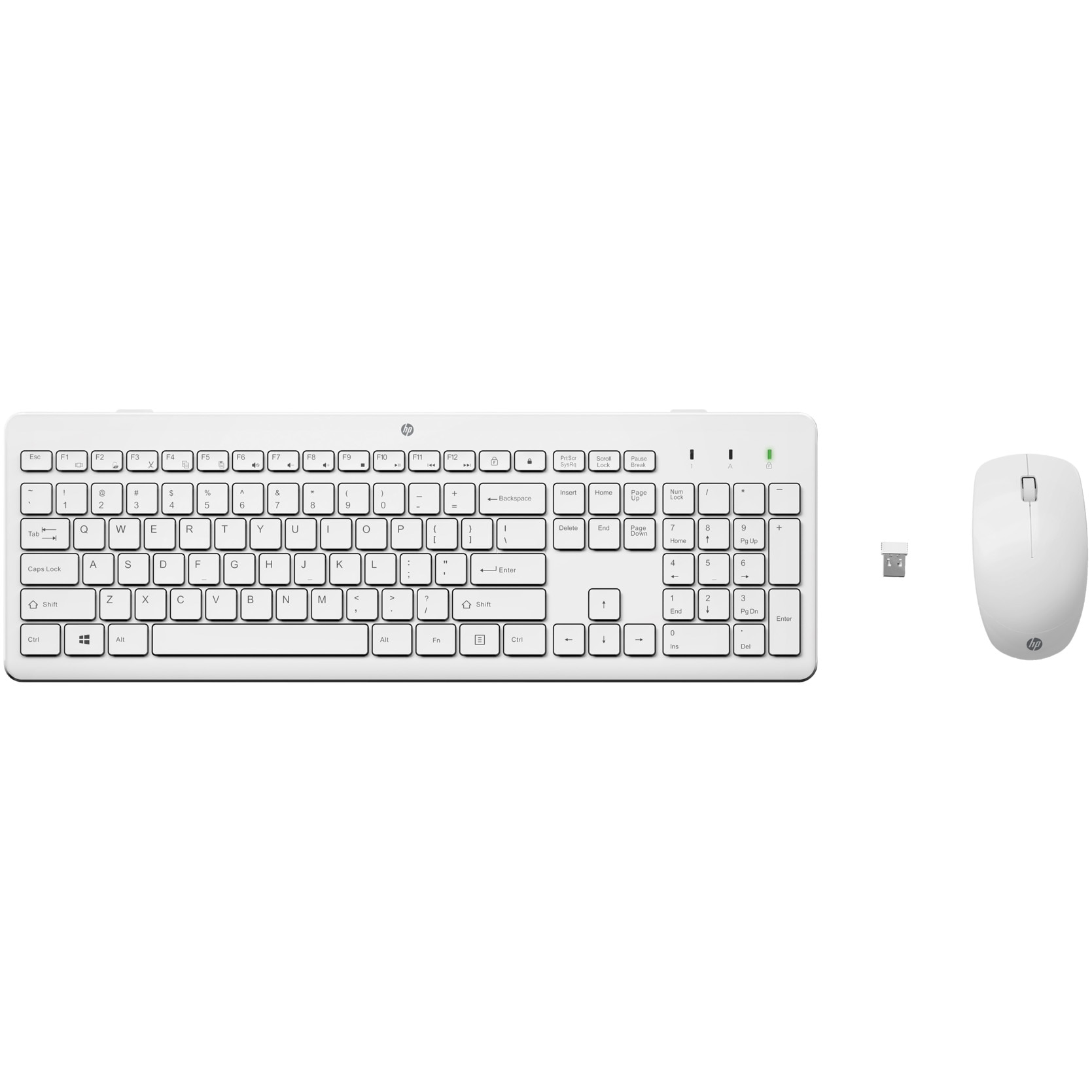 Kit wireless tastatura si mouse HP 230: USB 2.4GHz, mouse 1600 DPI, autonomie 16/12 luni, alb