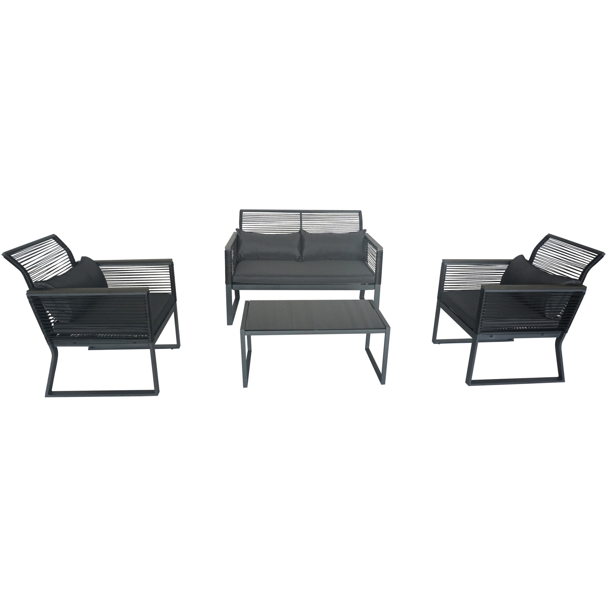 Set mobilier gradina/terasa Kring Cocco, masa, canapea, 2 fotolii, gri