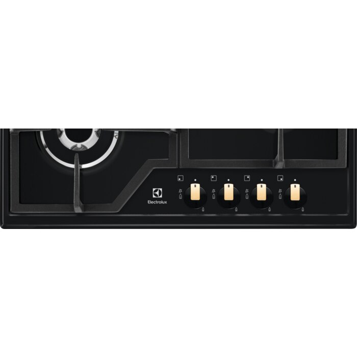 Built-in stove Electrolux KGS6436RK, Gas, 4 burners, Electric ignition, Safety device, Wok burner, Cast iron grill, 60 cm, Black