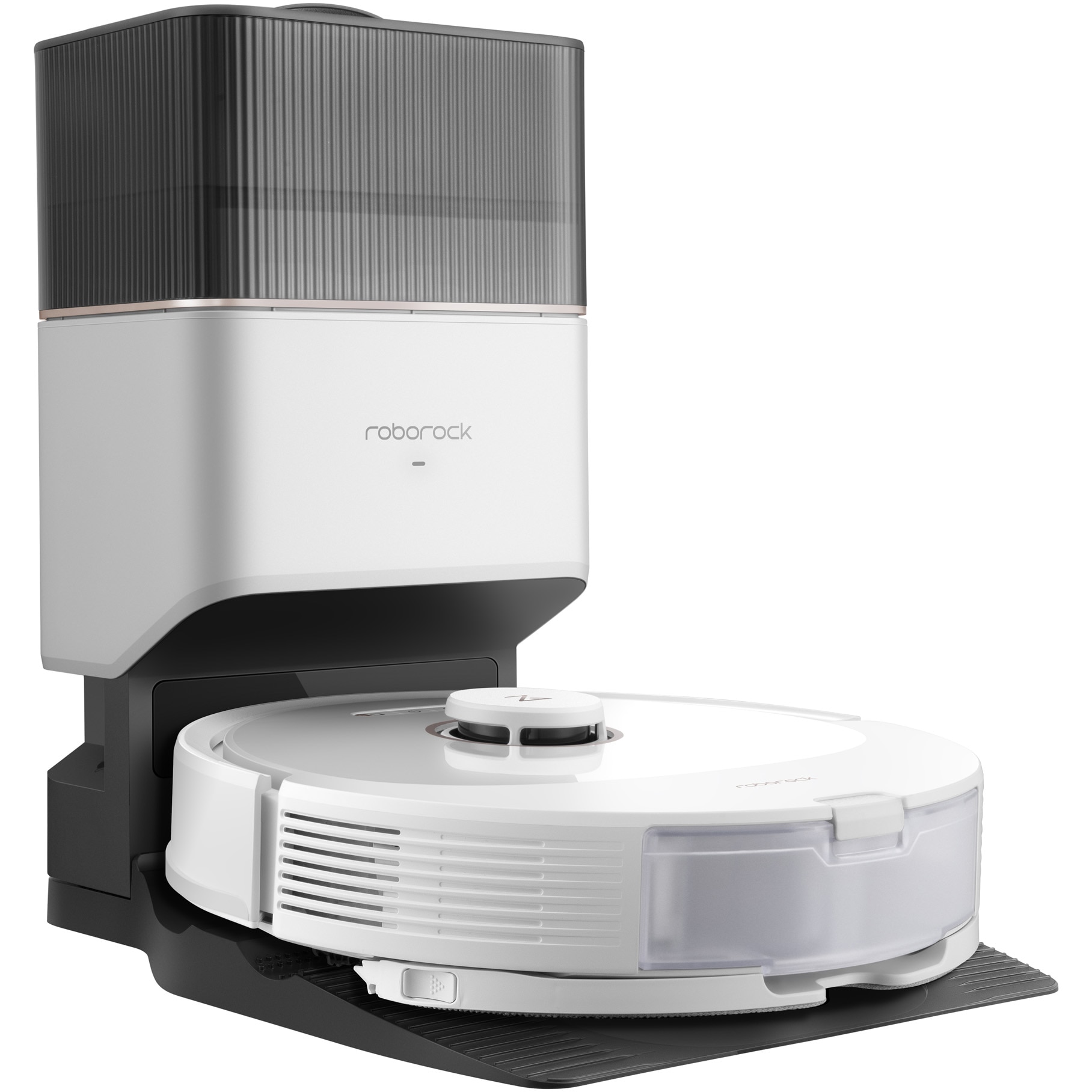 Robot de aspirare Roborock Q8 Max+, Q8MP02-00, aspirator&mop&statie inteligenta de golire automata, 59W, LiDAR, 5500 Pa, mapare 3D, 5200 mAh, recipient praf: 770 ml, alb