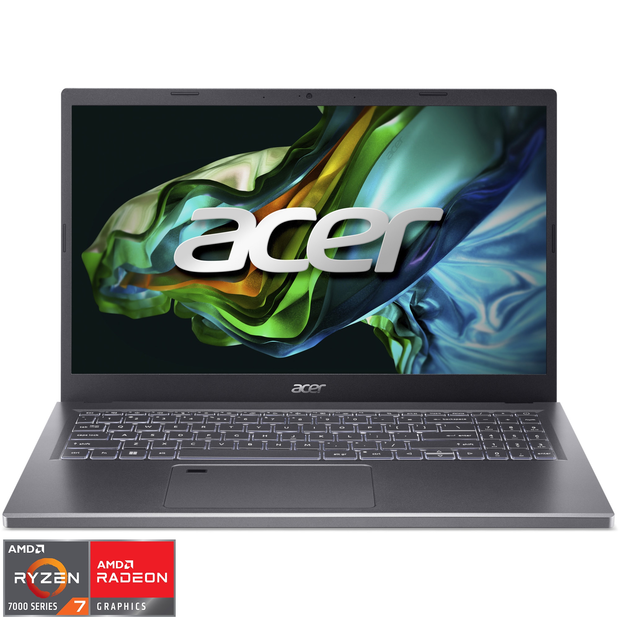 Laptop Acer Aspire 5 A51548MR29A cu procesor AMD Ryzen 7 7730U pana la 45 GHz, 156", Full HD, IPS, 16GB DDR4, 1TB SSD, AMD Radeon Graphics, NO OS, Steel Gray