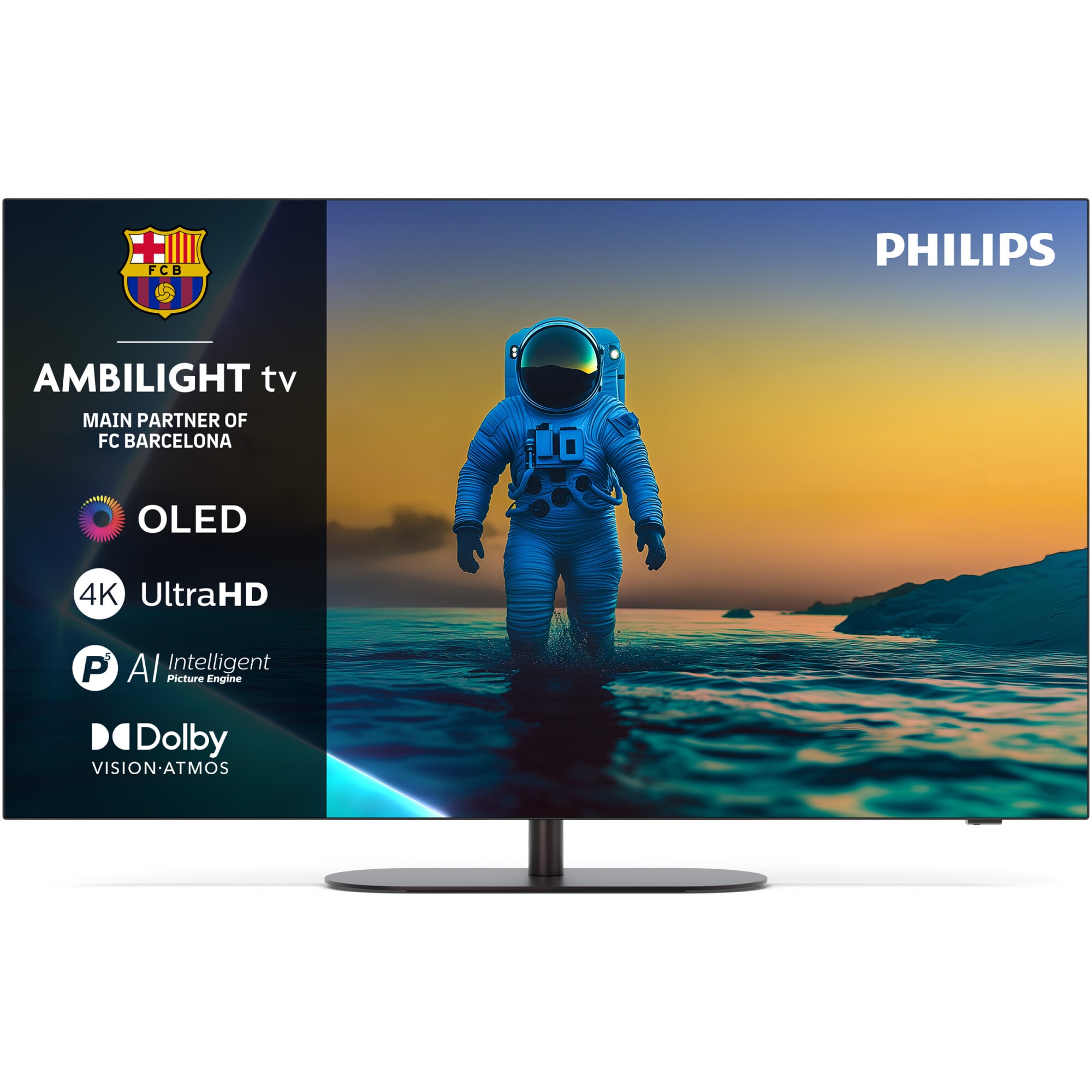 Philips AMBILIGHT TV OLED 55OLED820, 139cm, Google TV, 4K UHD, 144Hz, Clasa G (Model 2025)