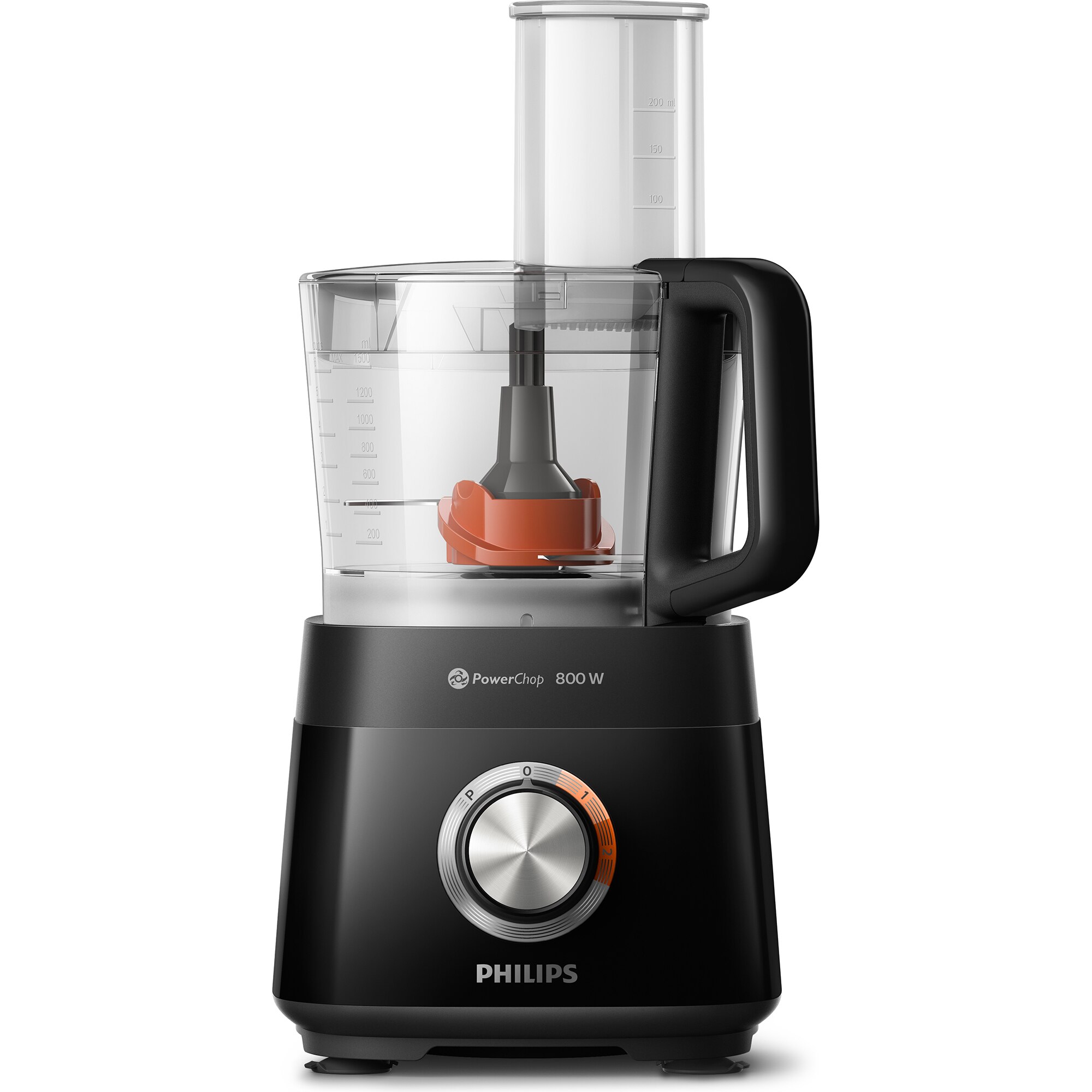 Philips Viva Collection HR7510/10 food processor, 800 W, PowerChop technology, 29 functions, 1.5L resistant bowl (1L working capacity), 2-in-1 disc, citrus press, XXL feeding tube, black