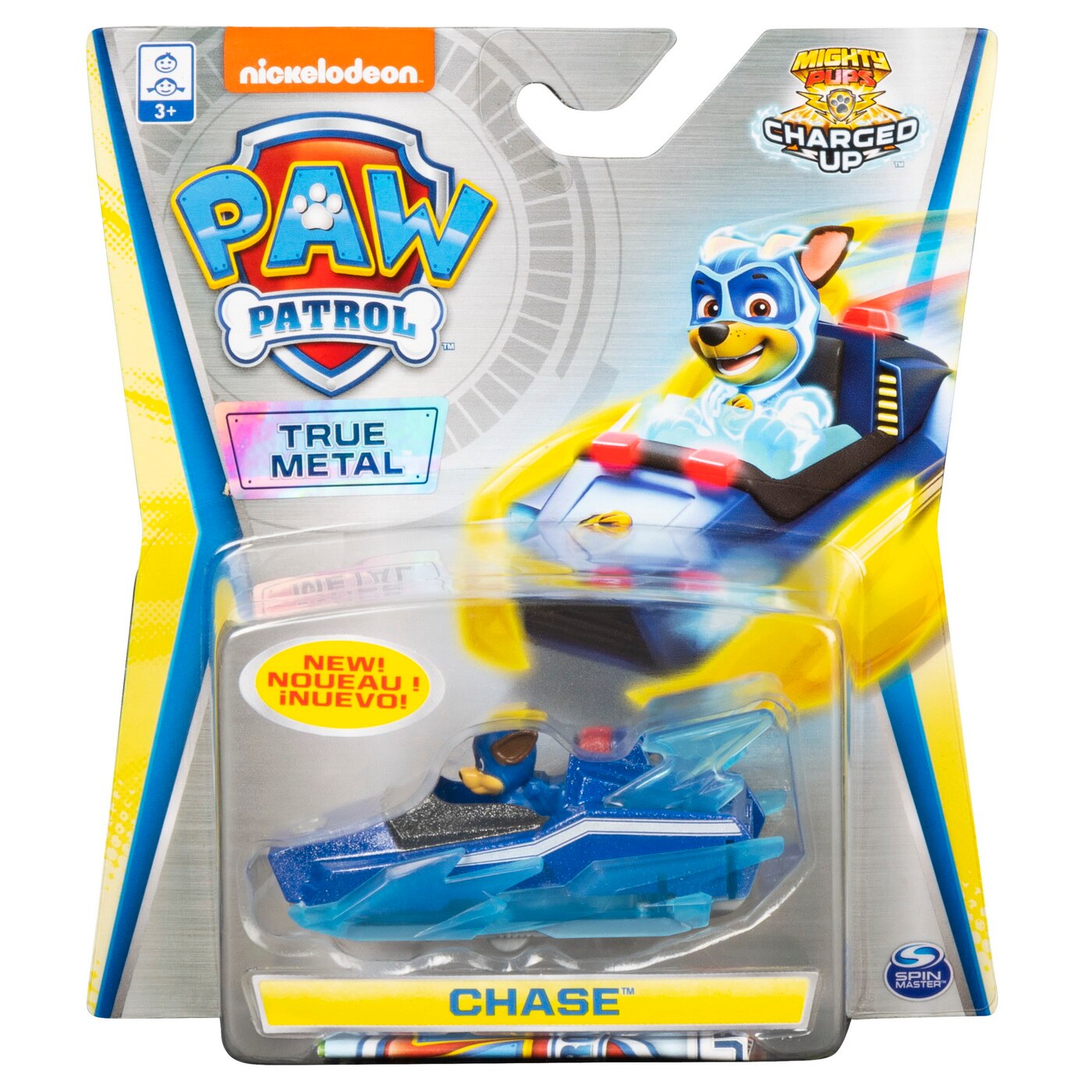 Set figurina cu vehicul Paw Patrol True Metal - Charged Up, Chase