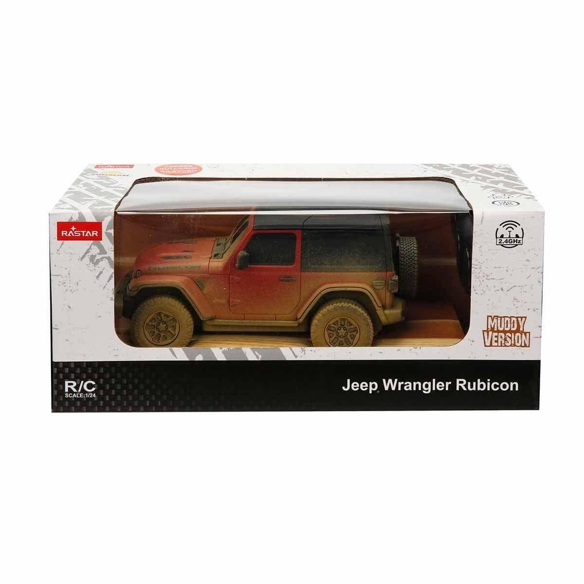 Masinuta Rastar RC - Jeep Wrangler Rubicon Muddy, rosu, 1:24