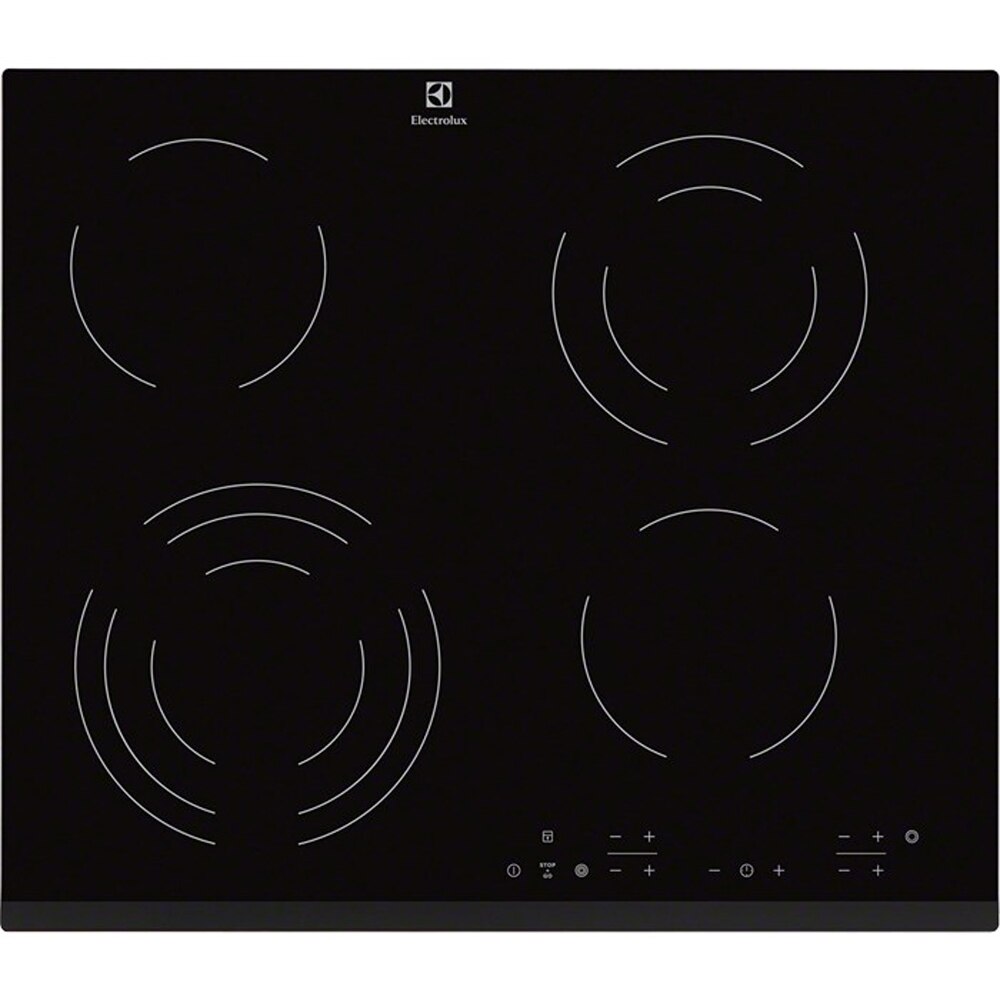 Plita incorporabila Electrolux EHF6343FOK, Vitroceramica, 4 zone gatit, Control touch, 59 cm, Sticla neagra
