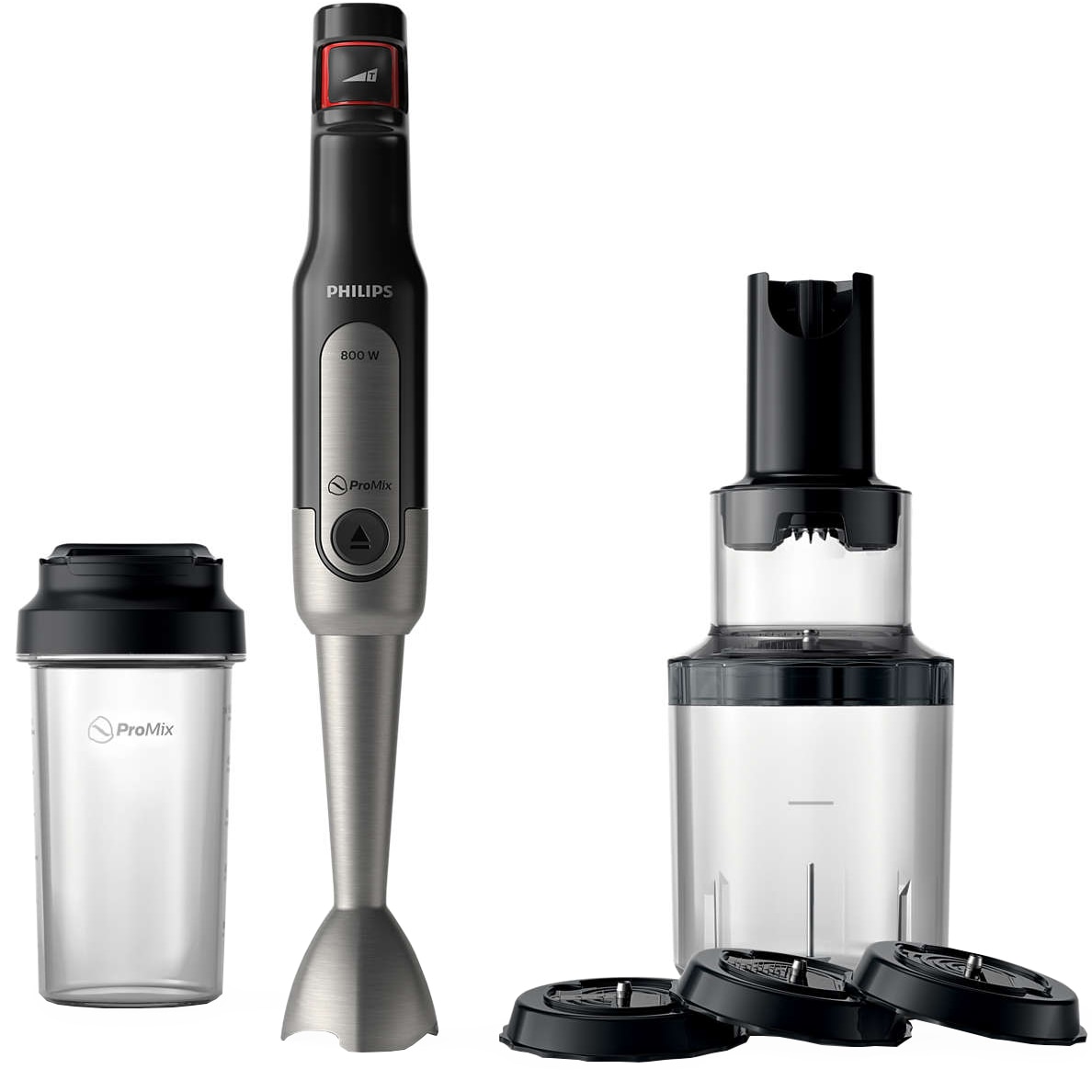 Mixer vertical Philips Viva Colelction HR2656/90, 800 W, viteza variabila, ProMix, spiralizator, recipient on-the-go, Negru/Inox