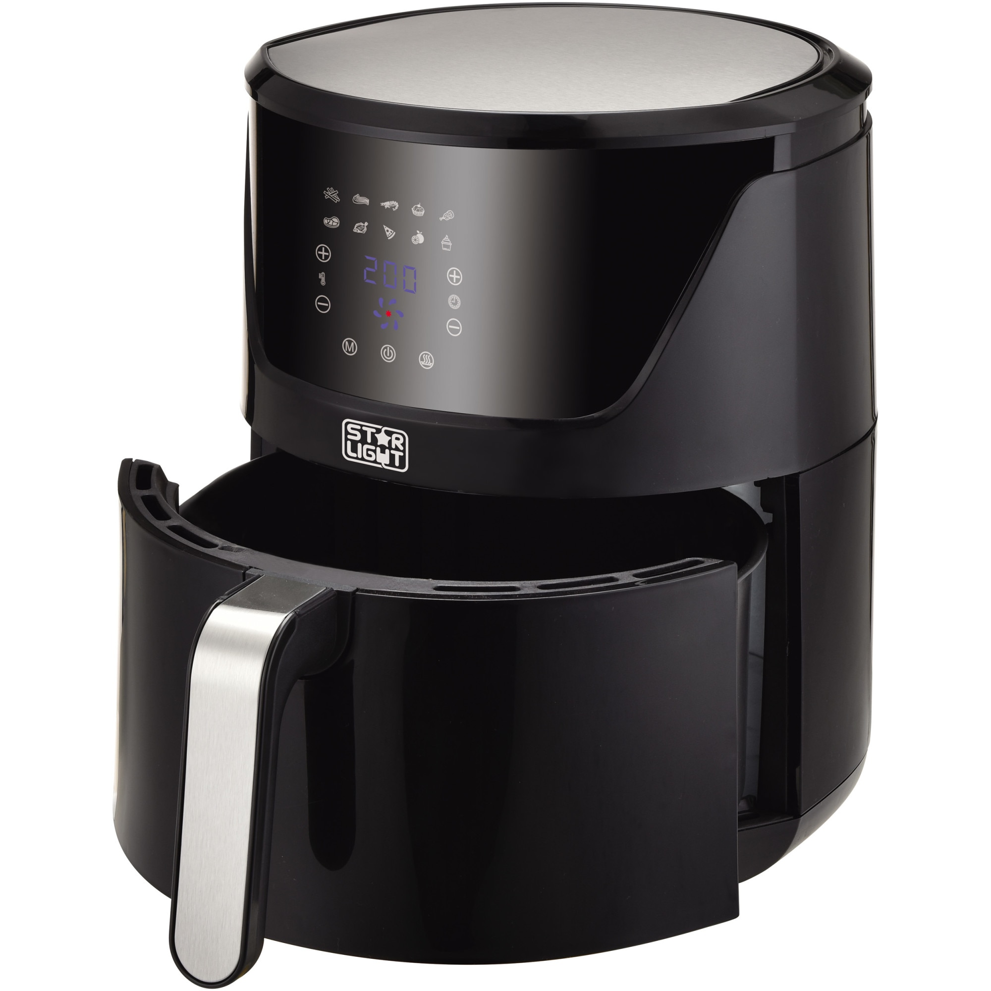 Star-Light DAFV-1800B7B Hot Air Fryer, 1800 W, 7 l, 10 Preset Programs, Adjustable Temperature, Removable Bowl, Removable Non-Stick Grill, Black