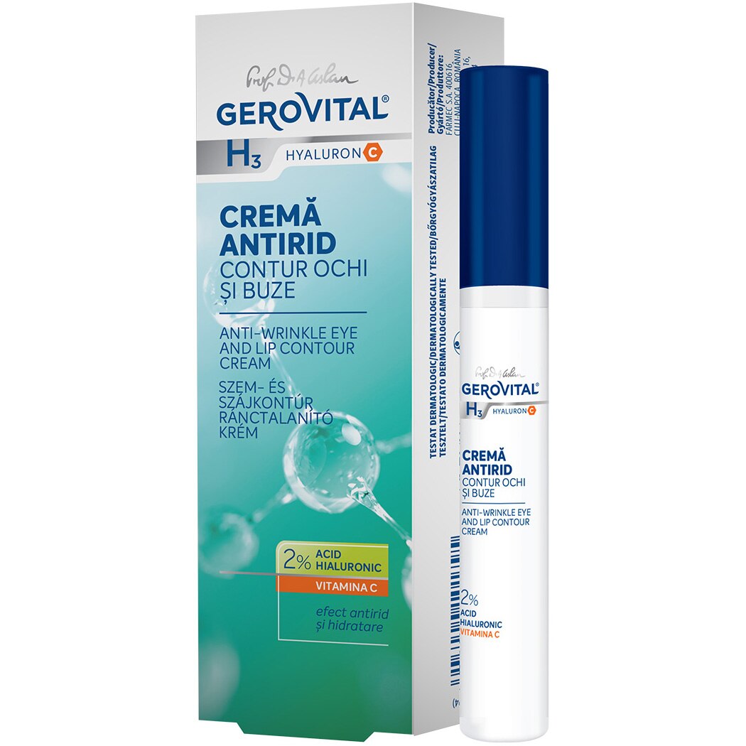 Gerovital H3 Hyaluron C anti-wrinkle eye and lip contour cream, concentration 2%, 15 ml