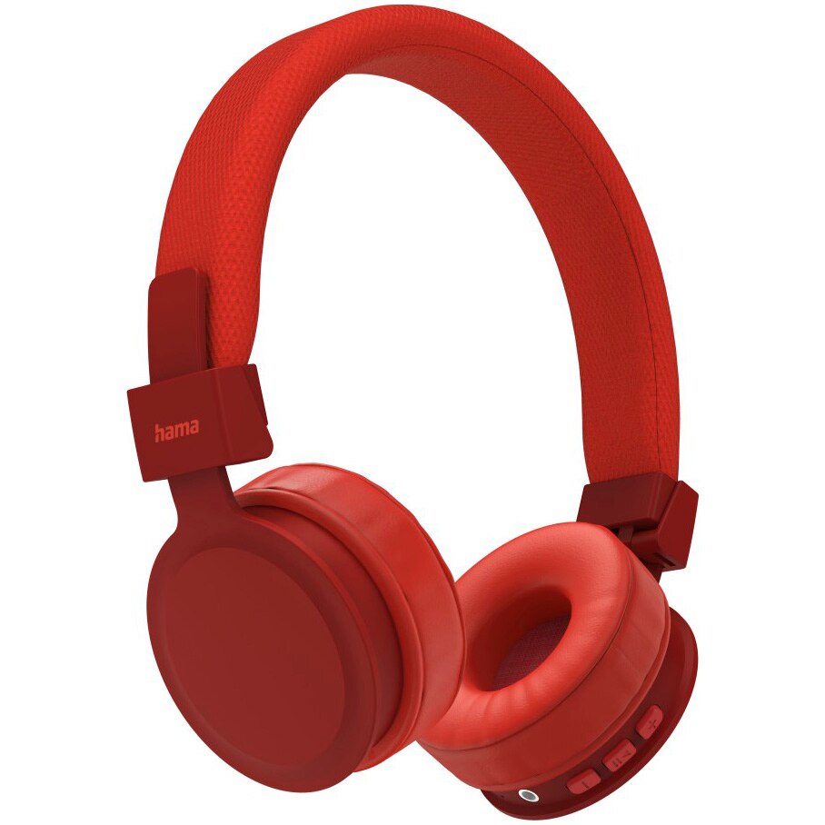 Hama Freedom Lit Foldable Bluetooth Headphones, Wireless, Mic, 8-hour battery life, red