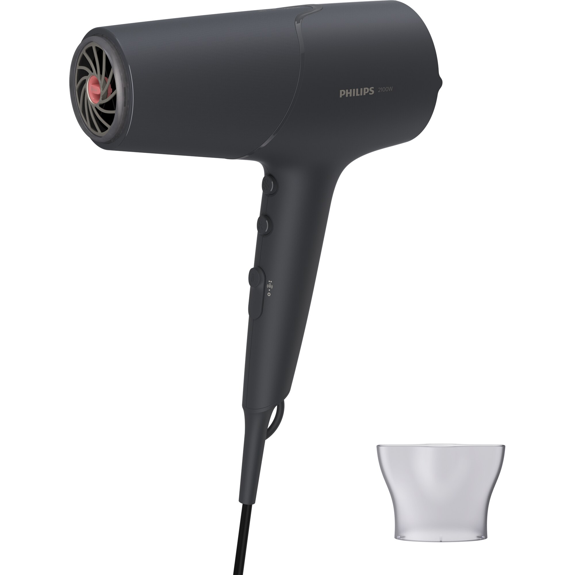 Uscator de par Philips BHD504/00, 2100W, ThermoShield, ingrijire ioni, 2 viteze, 3 temperaturi, Gri.