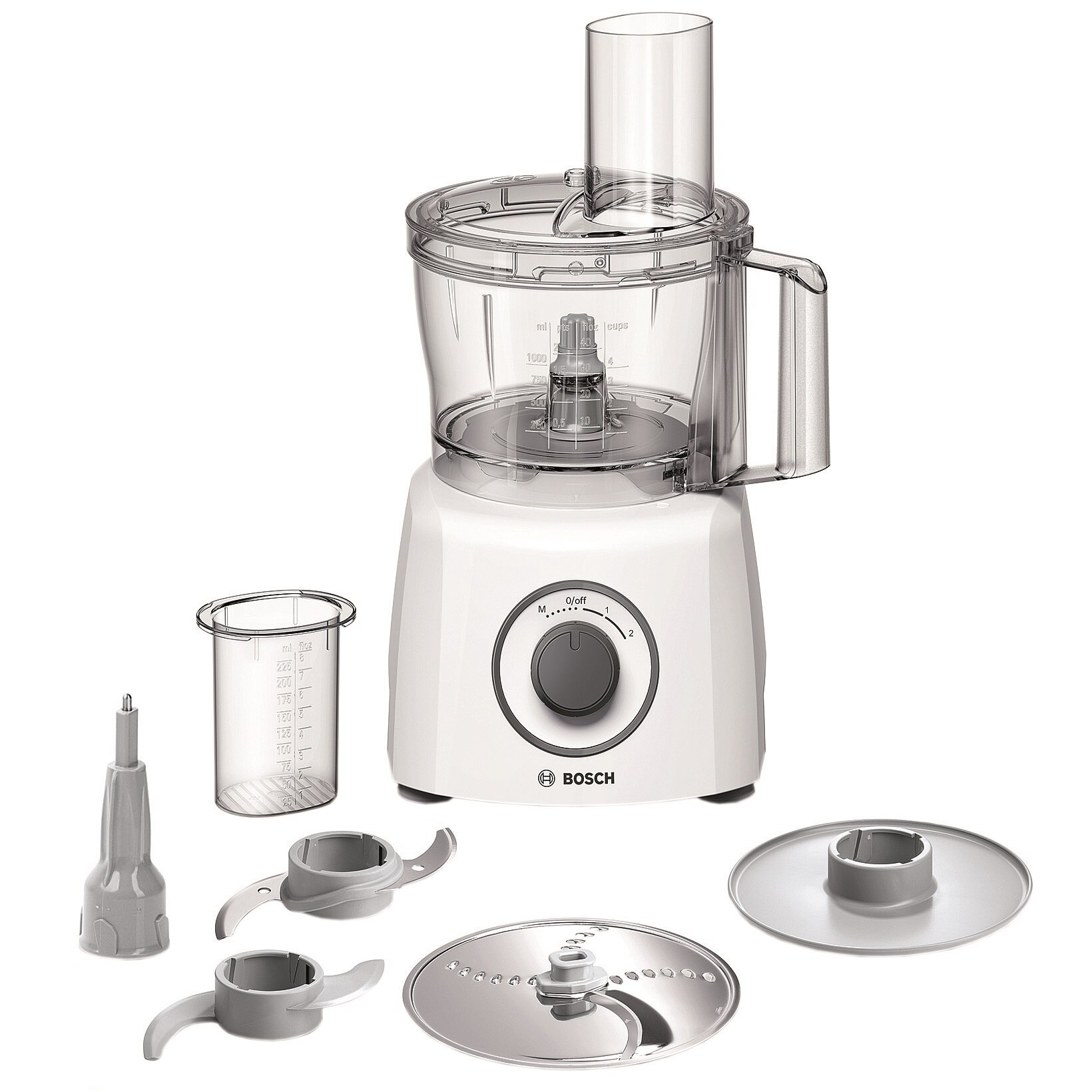 Food processor Bosch MCM3100W, 800 W, bowl 23 l, 2 speeds, white gray