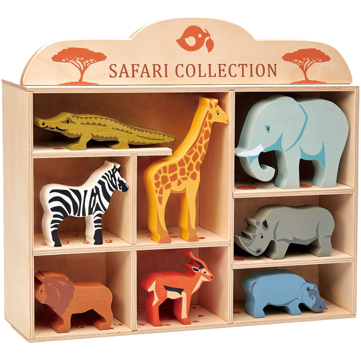 Set 8 figurine din lemn Tender Leaf Toys - Animalele din Safari