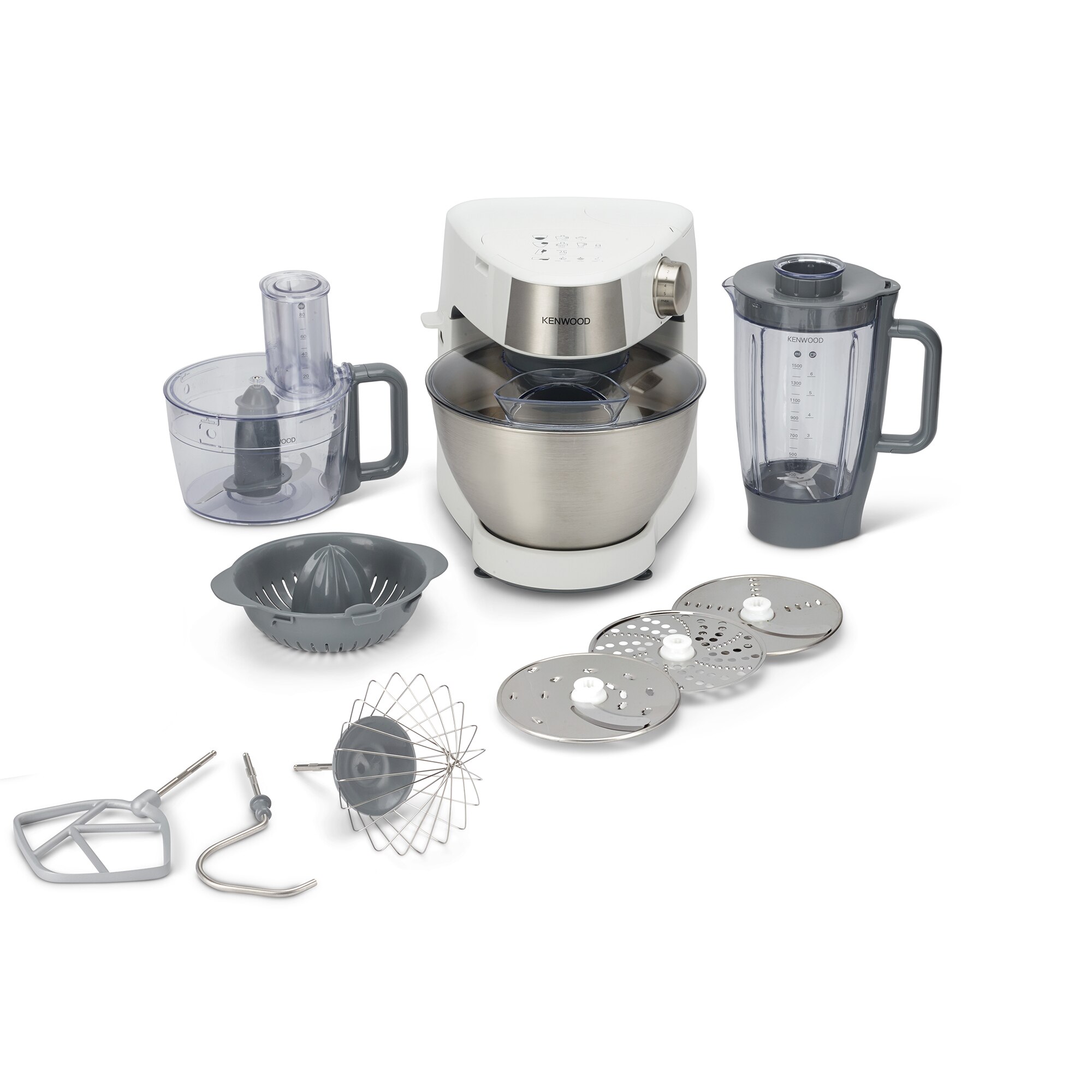 KENWOOD Prospero+ KHC29.H0WH food processor, 1000 W, 4.3l bowl, 1.5l blender, food processor, citrus press, 3 pastry accessories, 6 speed settings, white