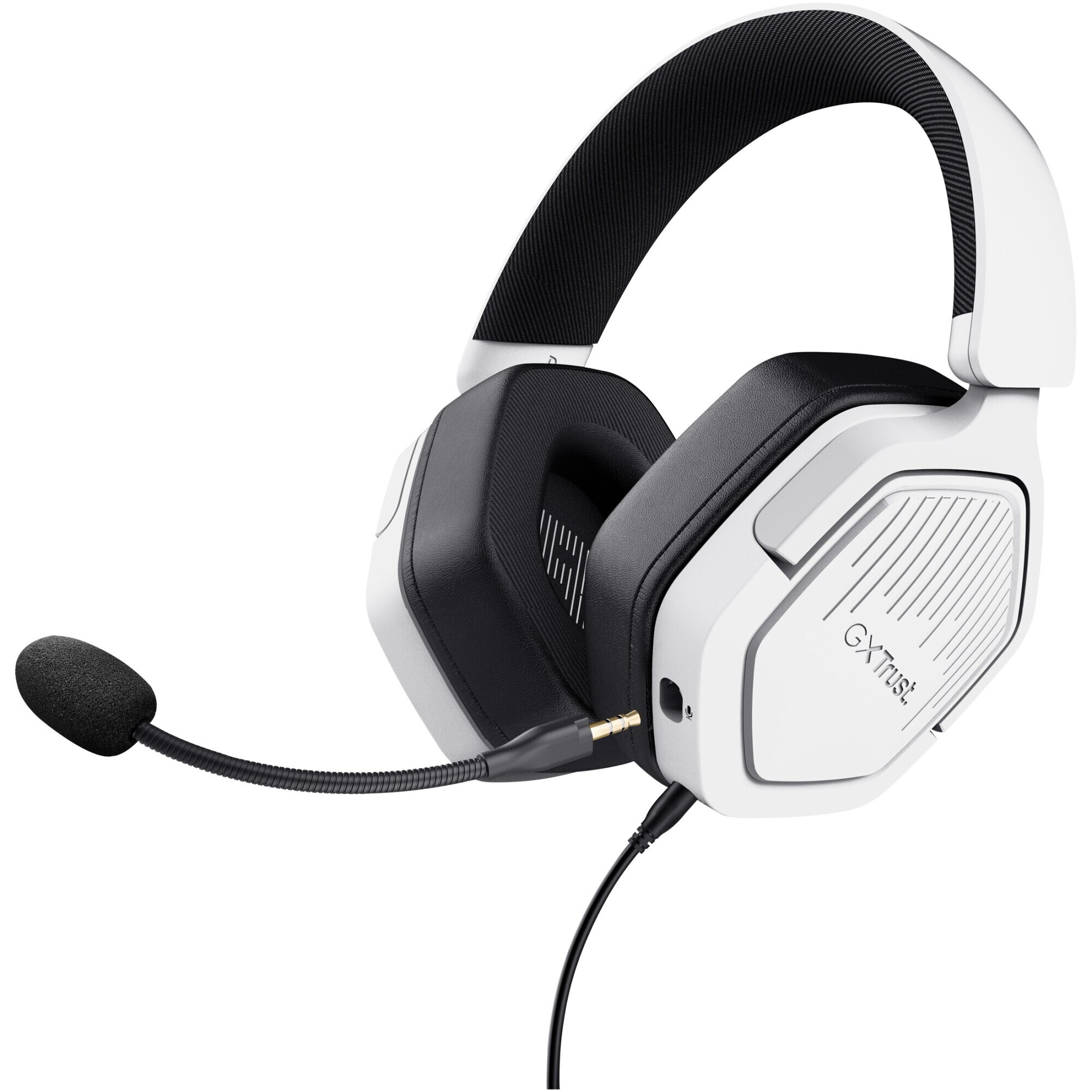 Trust GXT492W CARUS wired gaming headset: 50mm drivers, detachable mic, PC/PS4/PS5/Xbox compatible, 1.2m cable, white