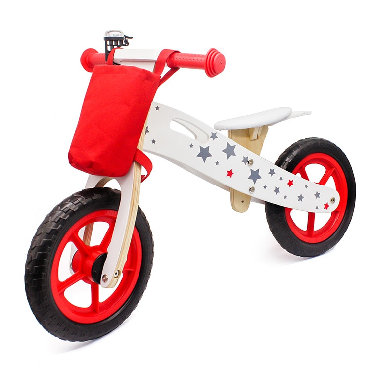 Star Ride wooden balance bike, red, for children
