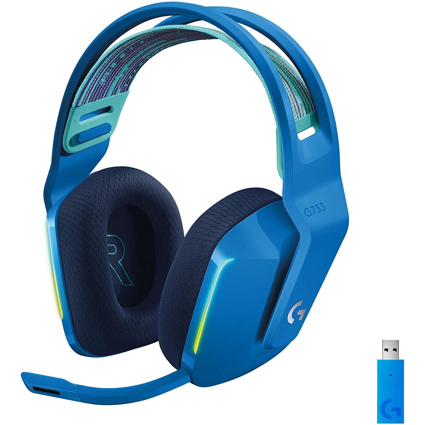 Logitech G733 wireless gaming headphones, ultralight, Lightsync RGB, Blue