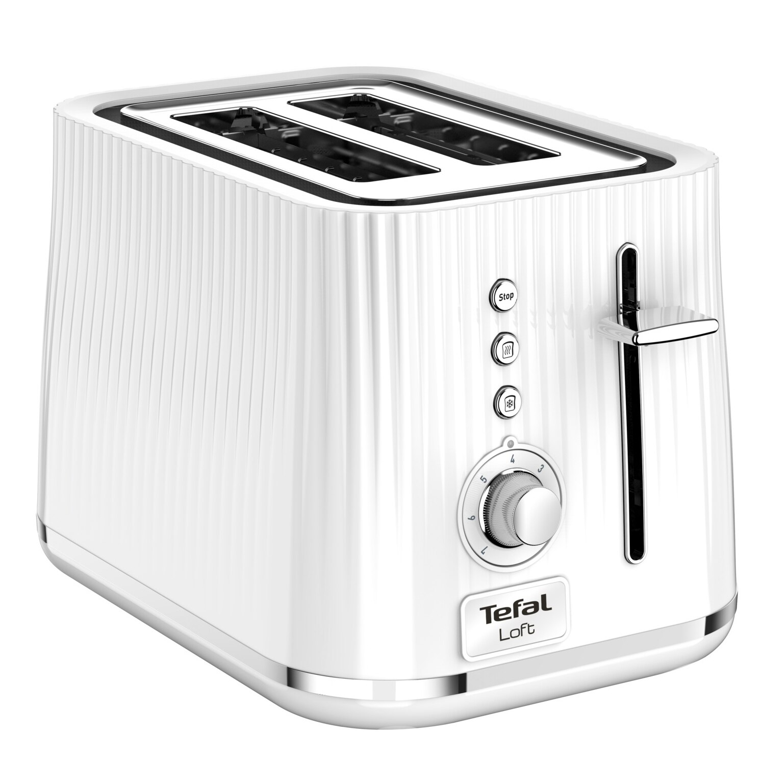 Tefal Loft TT761138 toaster, 850W, 7 browning levels, 3 dedicated functions, LED lighting, crumb tray, white