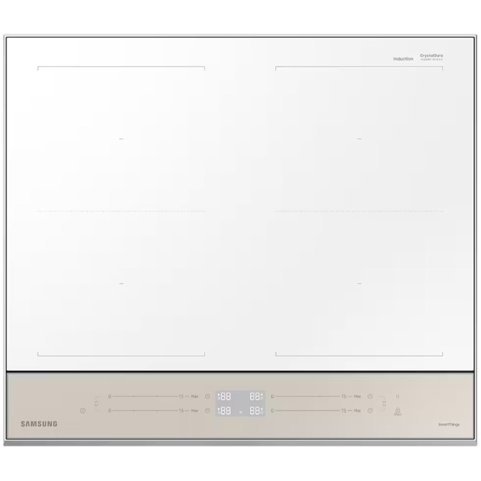 Plita incorporabila Samsung Bespoke NZ64B5067YY/U2, Inductie, 4 zone de gatit, Dual Flex Zone, Conectivitate WiFi, 60 cm, Alb/Bej