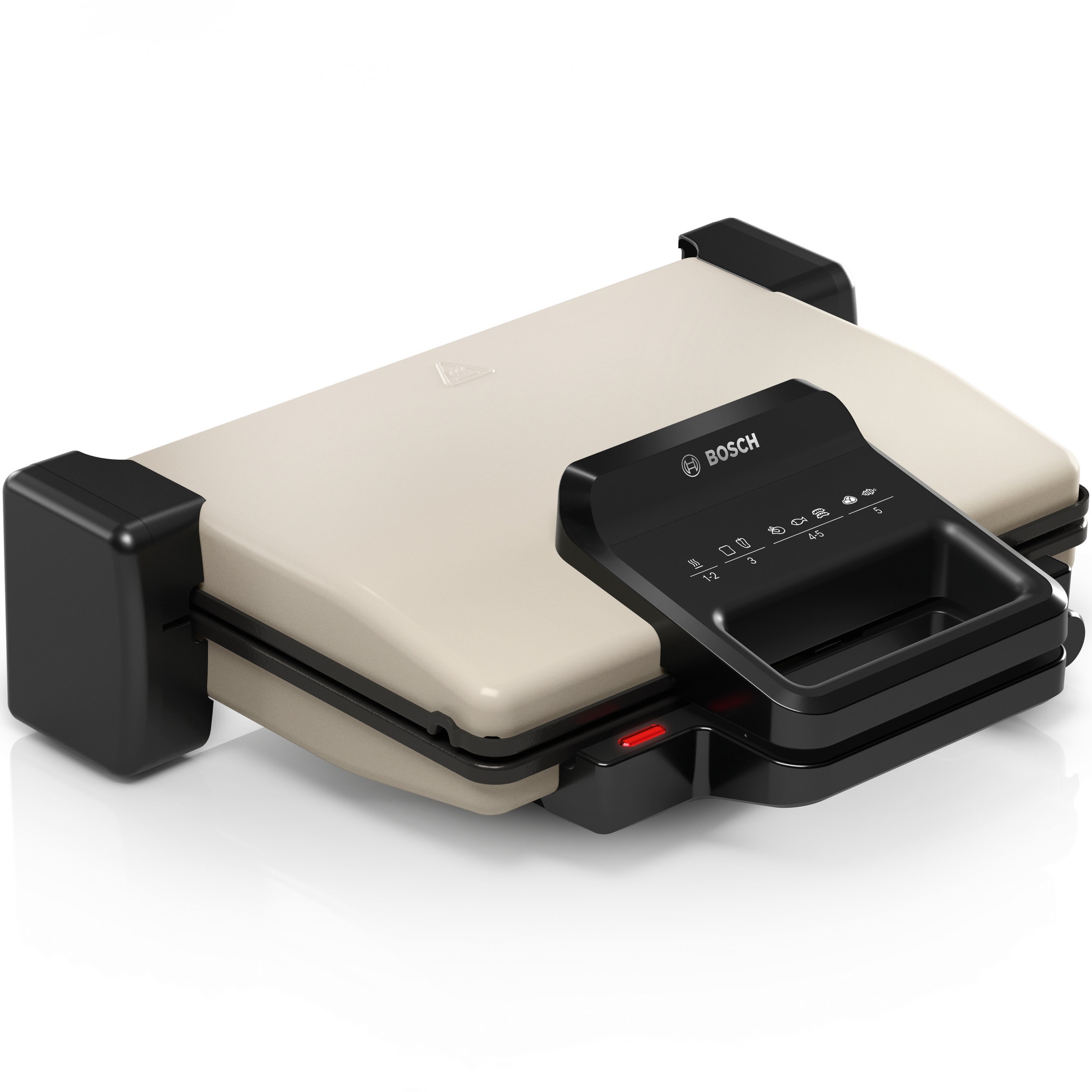 Bosch TCG3302 3-in-1 electric grill, 2000 W, Grill contact, adjustable temperature, grill plates with grease drain channels, gray