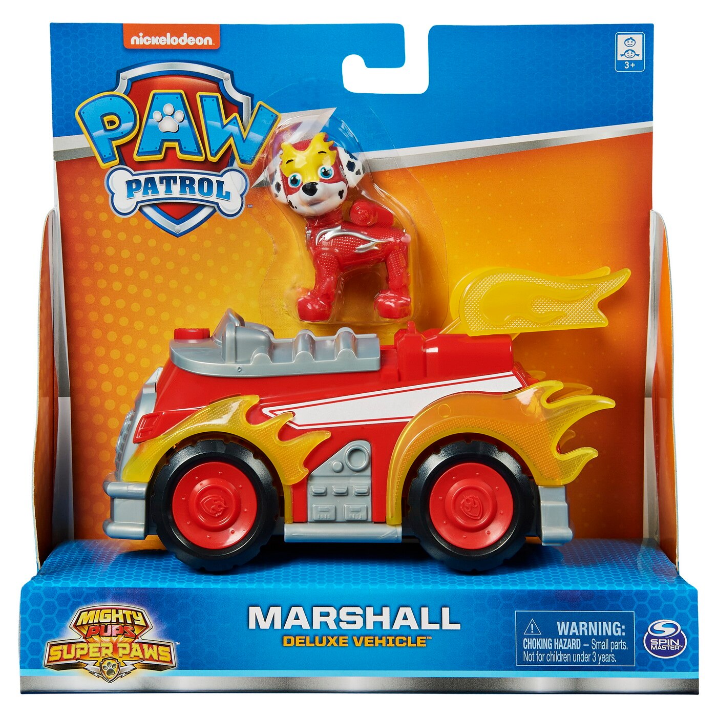 Set figurina cu vehicul Paw Patrol - Mighty Pups Deluxe, Marshall