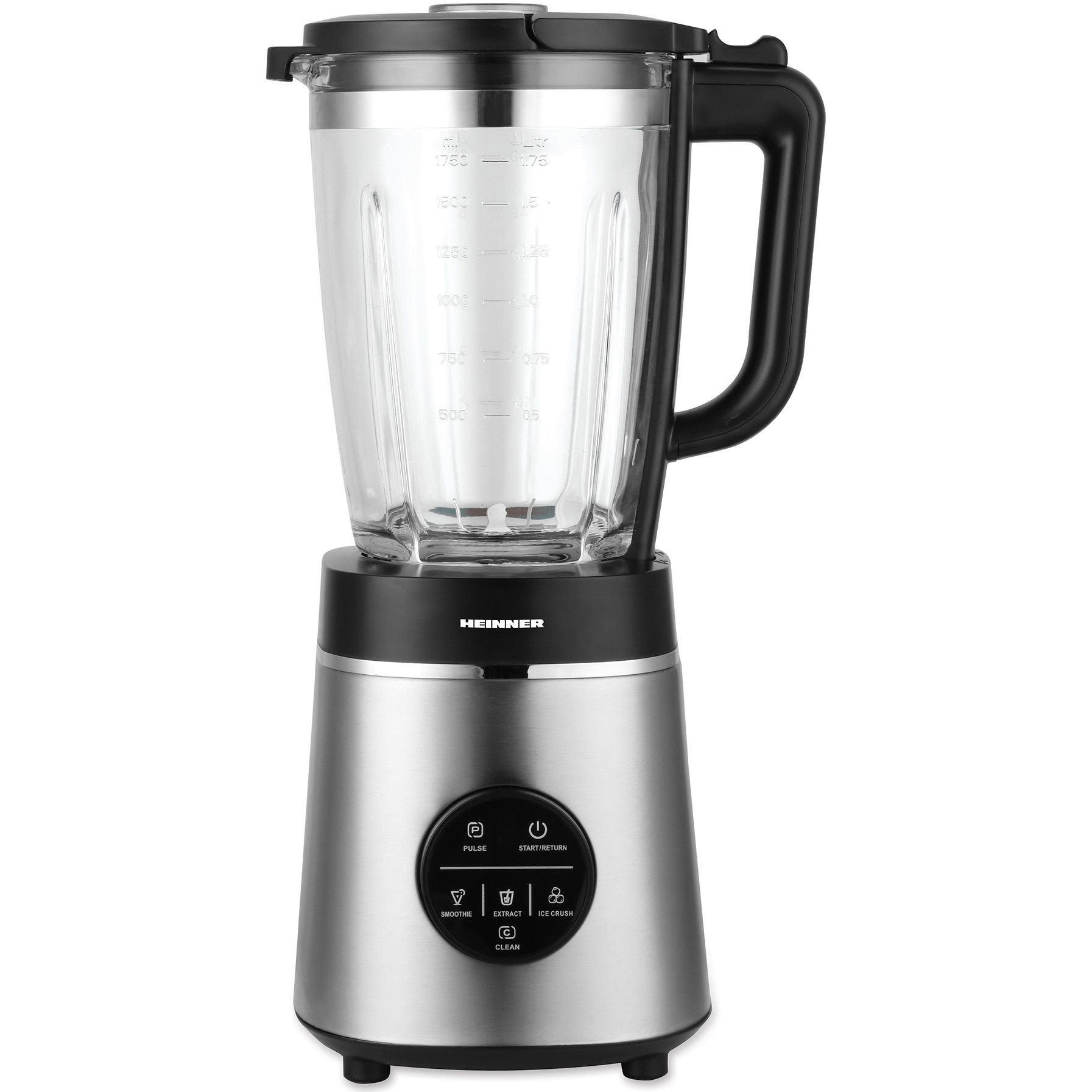 Heinner Bette Noir HBL-D1400SS table blender, 1400W, glass bowl capacity 1.75L, digital control, variable speed, multifunction, self-cleaning, safety system, stainless steel blades, stainless steel housing, black/silver