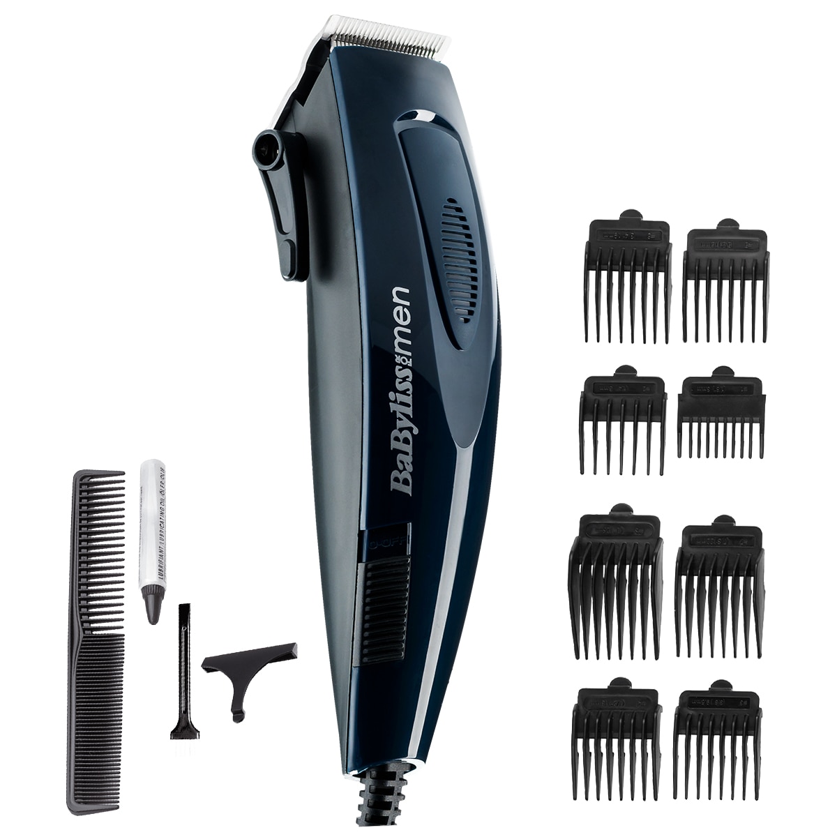 Aparat de tuns BaByliss E695E, 3-25 mm, 5 Trepte, 8 Accesorii, Albastru/Negru